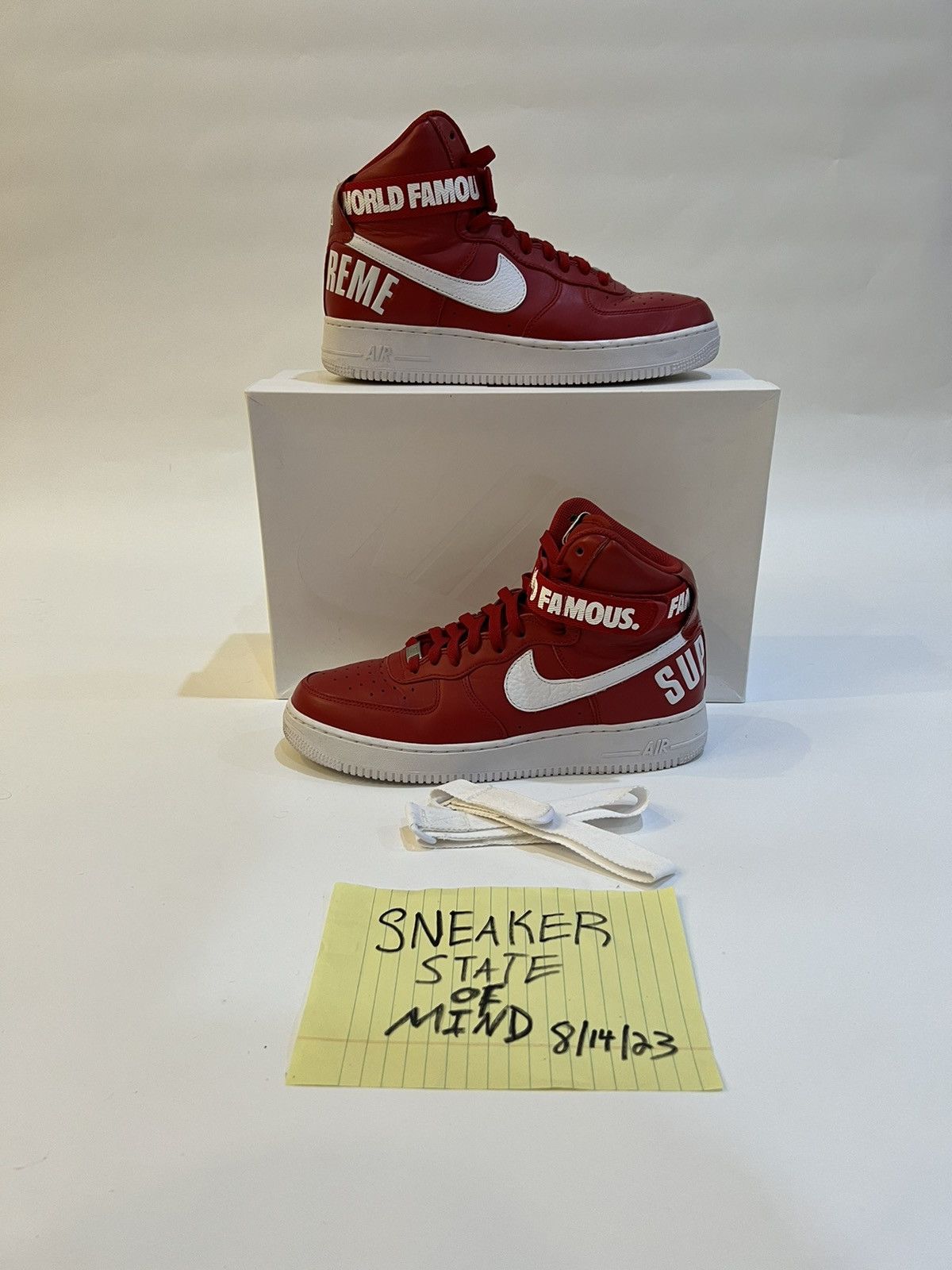 Nike × Supreme RARE SUPREME AIR FORCE HIGH TOP FALL WINTER 2014 RED SIZE 10 Size US 10 / EU 43 - 1 Thumbnail