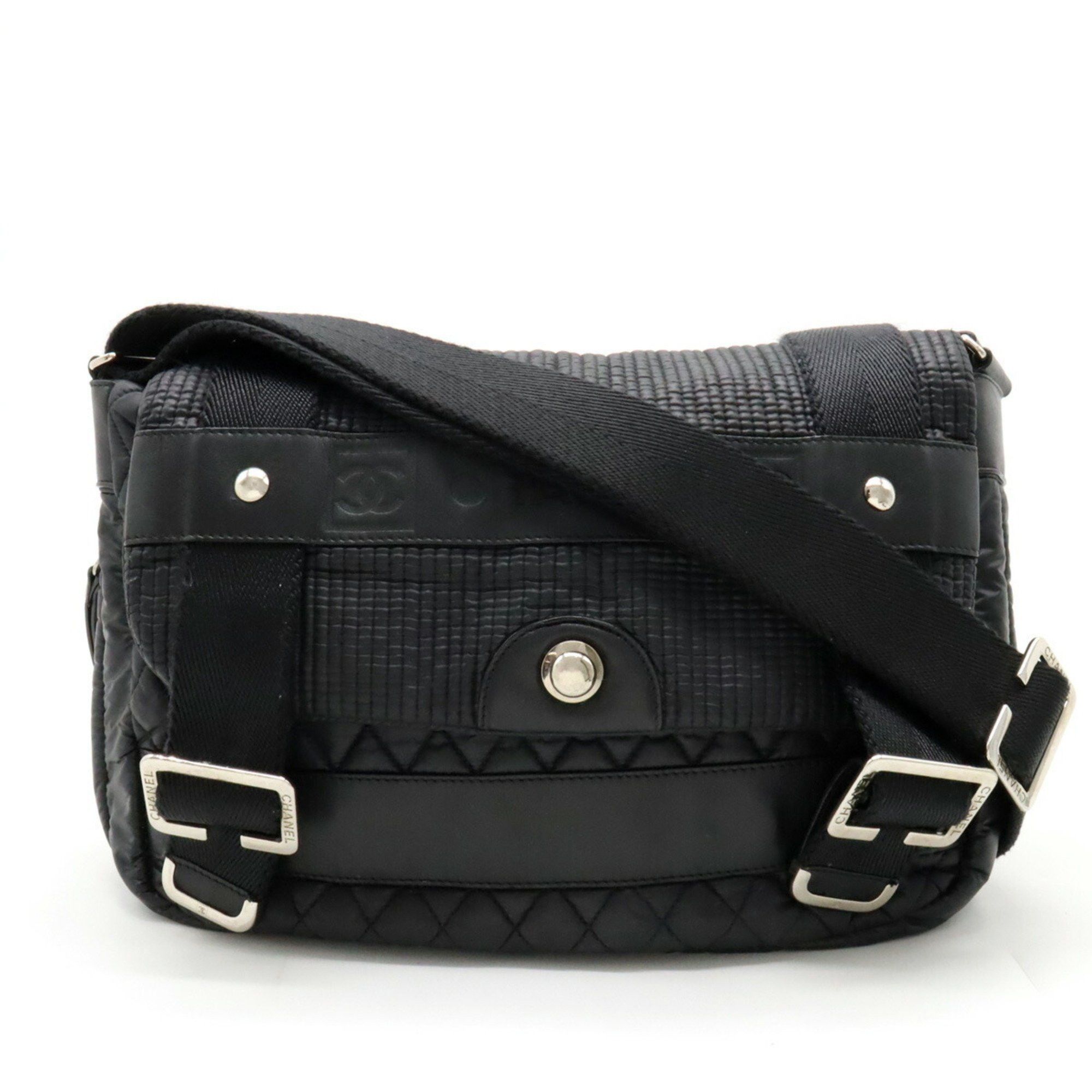 image of Chanel Cocomark Bag Shoulder Nylon Leather Black, Women's