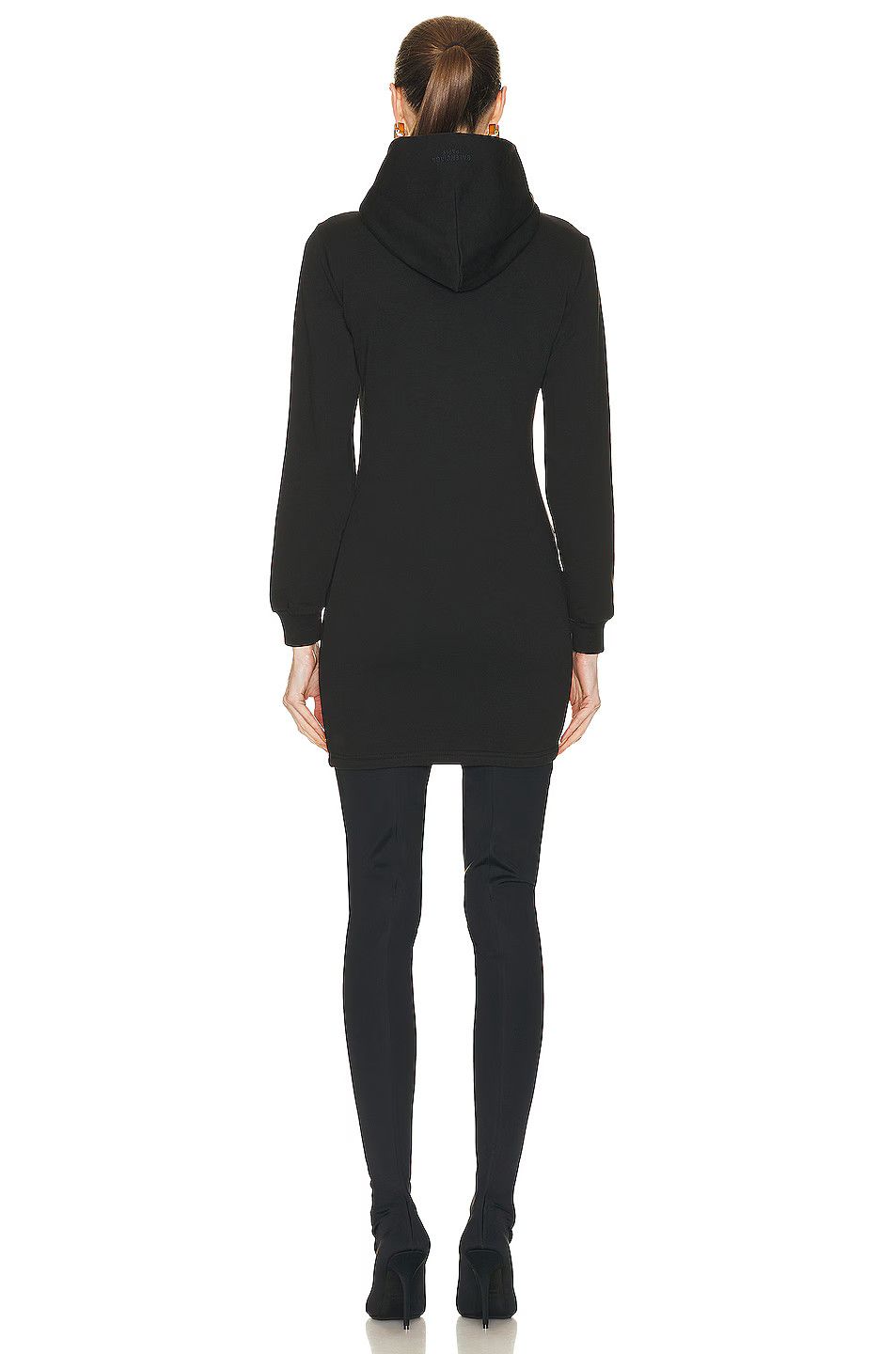 Balenciaga o1bcso1str0326 Paris Fitted Hoodie Dress in Black Size XL / US 12-14 / IT 48-50 - 3 Thumbnail