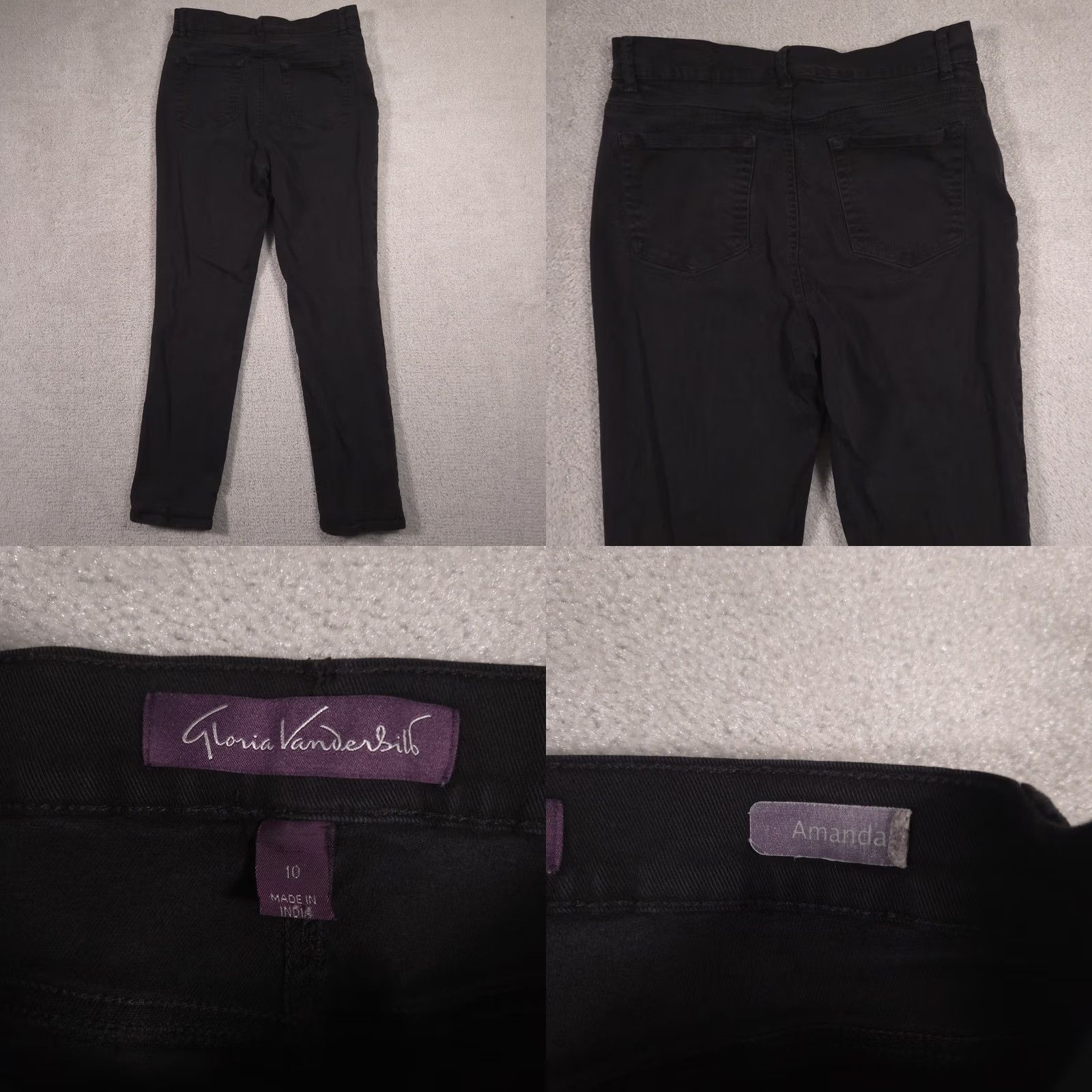 Gloria Vanderbilt Gloria Vanderbilt Amanda Jeans Women's 10 Med Denim Black Stretch Straight Leg Size 32" / US 10 / IT 46 - 8 Thumbnail