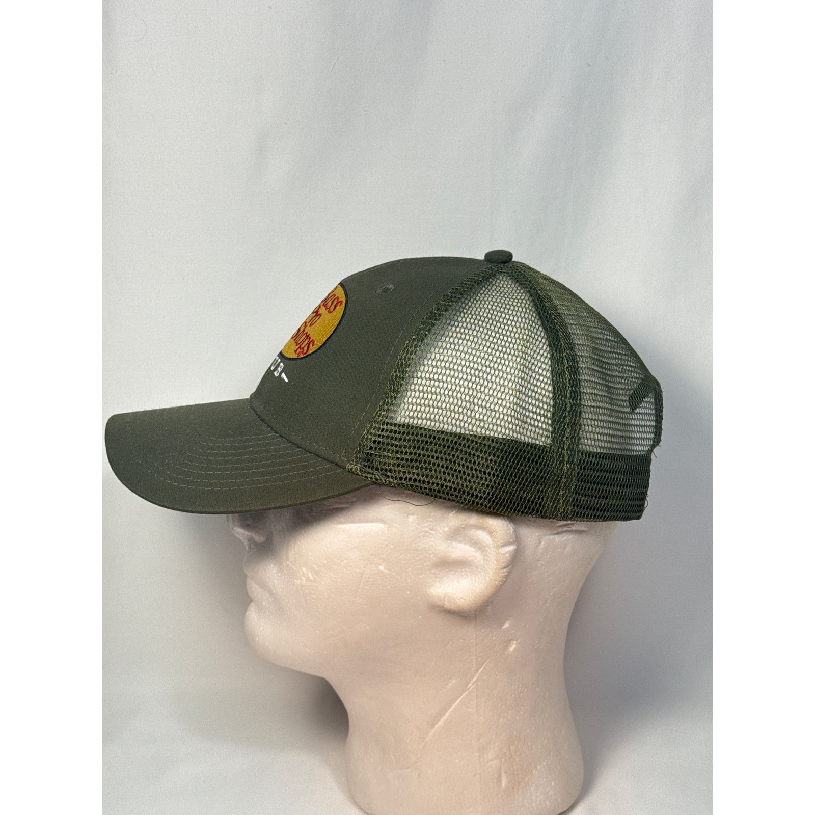Bass Pro Shops Bass Pro Shops Trucker Hat Olive Green Mesh Snapback Cap Size ONE SIZE - 3 Thumbnail