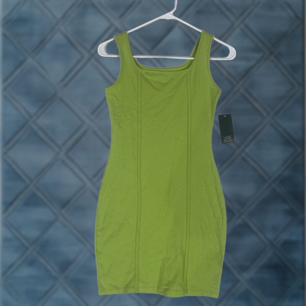 Vintage Wild Fable Bodycon Dress Womens S Lime Green Sleeveless Seamed NWT NEW Size S / US 4 / IT 40 - 1 Thumbnail