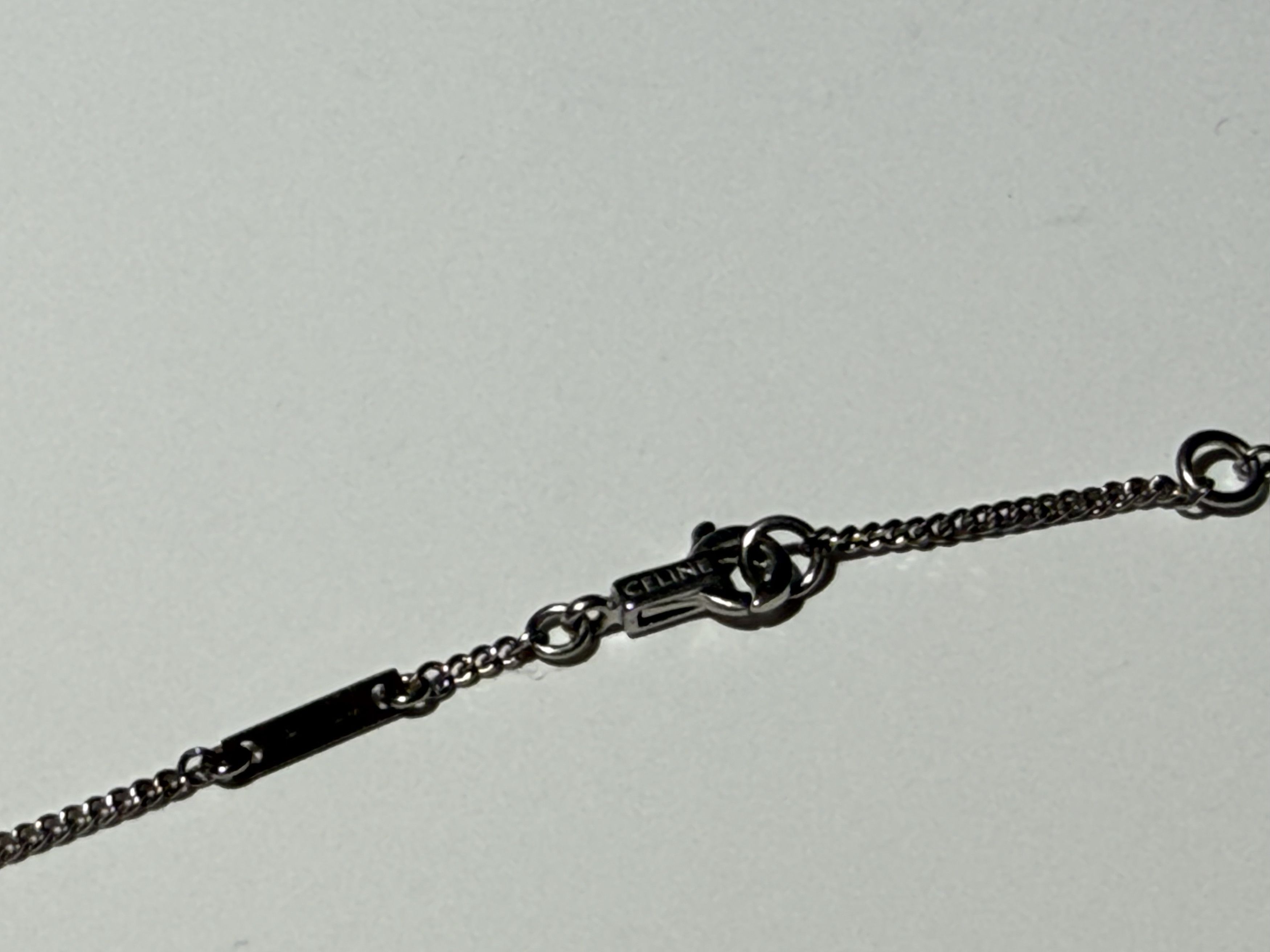 Celine Gothic Logo Necklace Silver Tone Chain Luxury 925 Size ONE SIZE - 4 Thumbnail