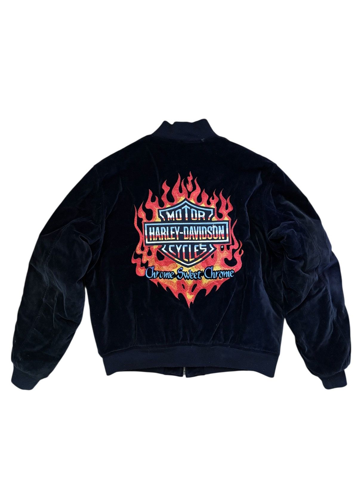 Harley Davidson Harley-Davidson "Chrome Sweet Chrome" Velour Bomber Jacket Size US L / EU 52-54 / 3 - 1 Thumbnail