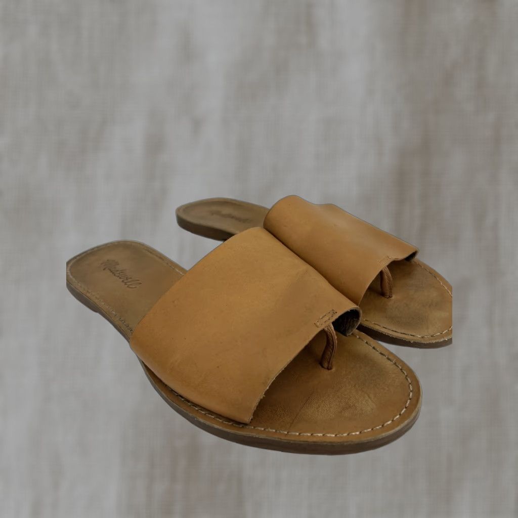 Madewell Madewell Women's Boardwalk Post Slide Sandals Slip-On Leather True Tan 9 Size US 9 / IT 39 - 1 Thumbnail