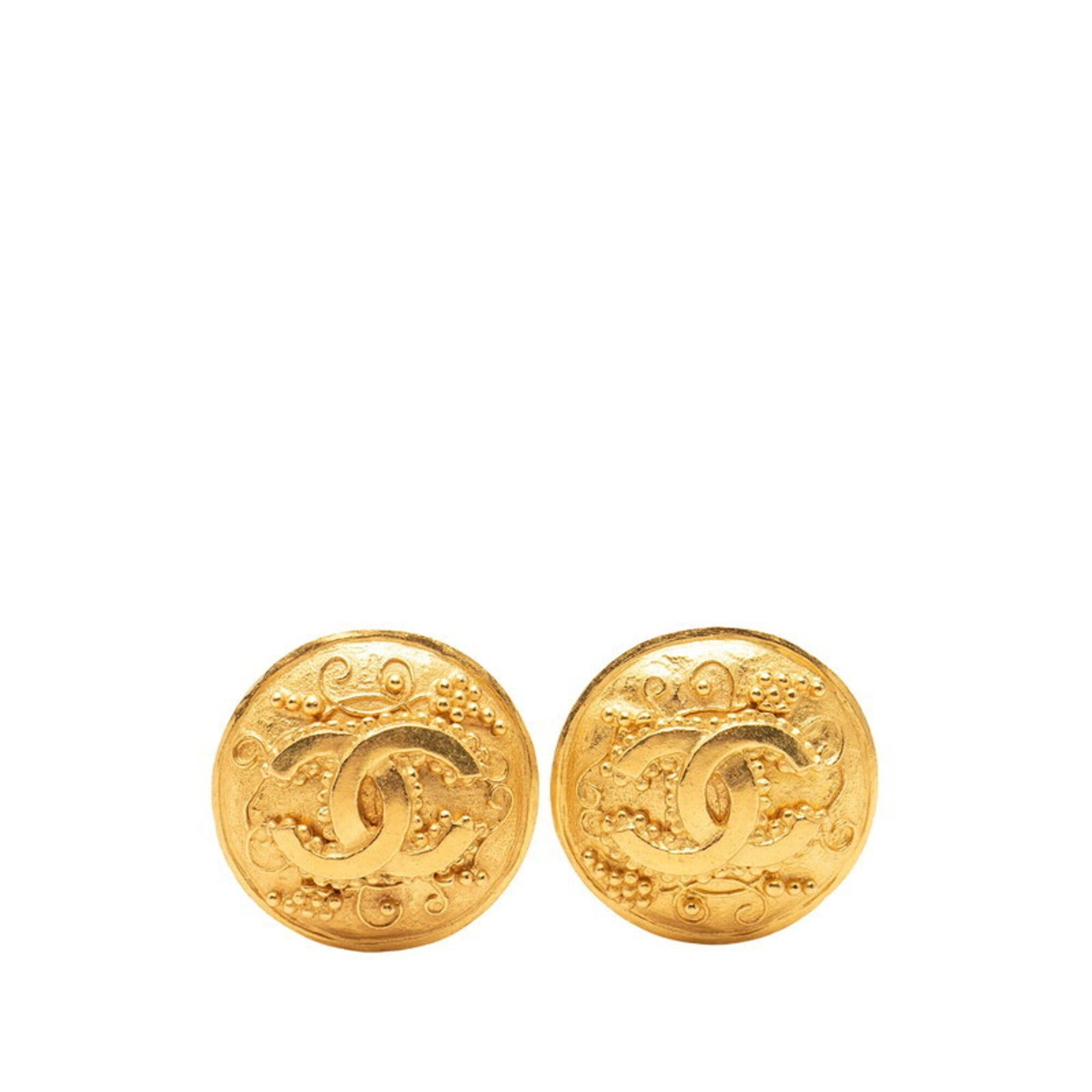 Chanel Chanel Vintage Coco Mark Round Earrings, Gold Plated, Women's CHANEL Size ONE SIZE - 1 Thumbnail