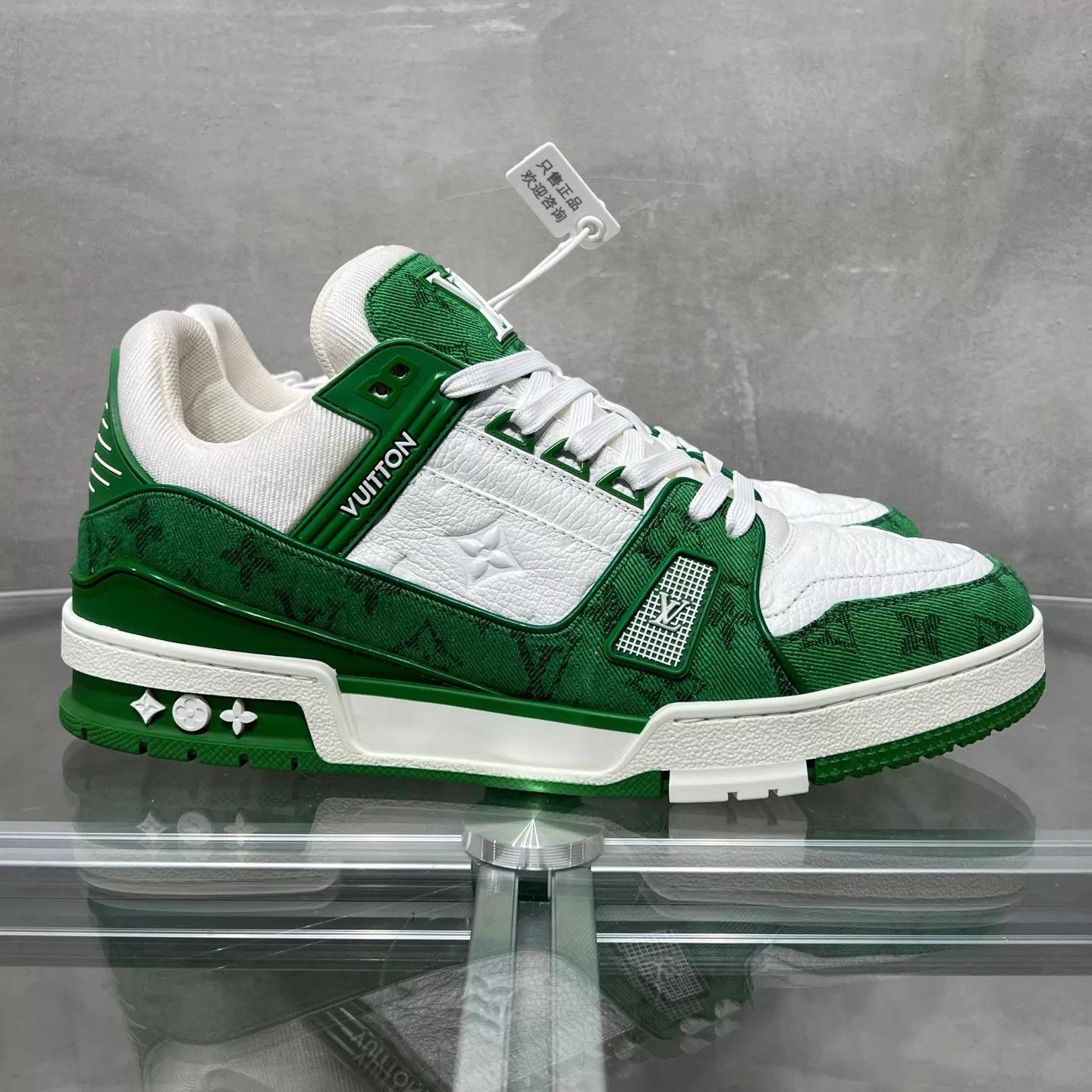 Louis Vuitton LV Trainer White & Green Denim UK8/42 Size US 9 / EU 42 - 4 Thumbnail