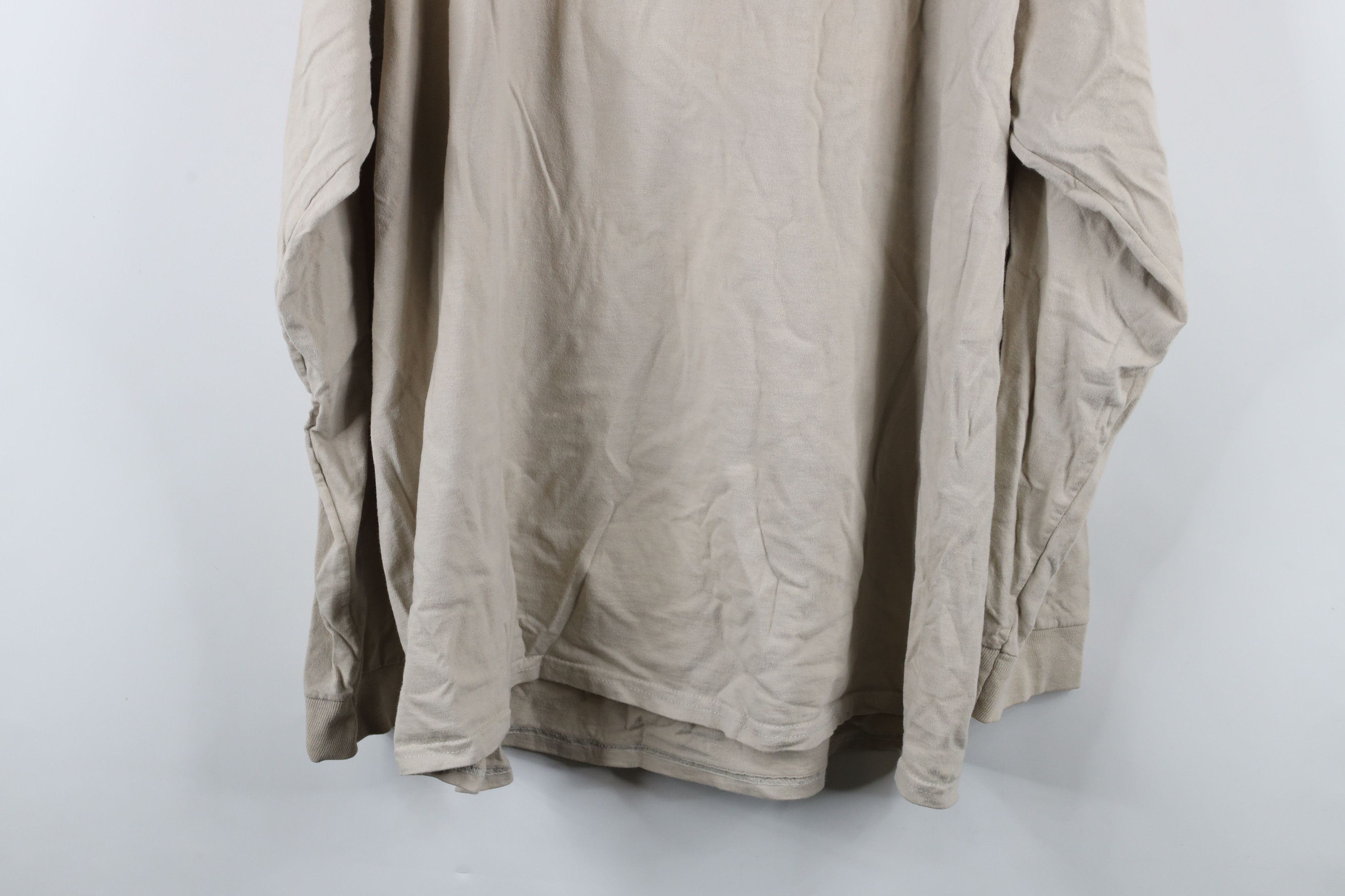 Hanes × Vintage Vintage Y2K Hanes Beefy Blank Long Sleeve T-Shirt Khaki Size US XXL / EU 58 / 5 - 12 Thumbnail