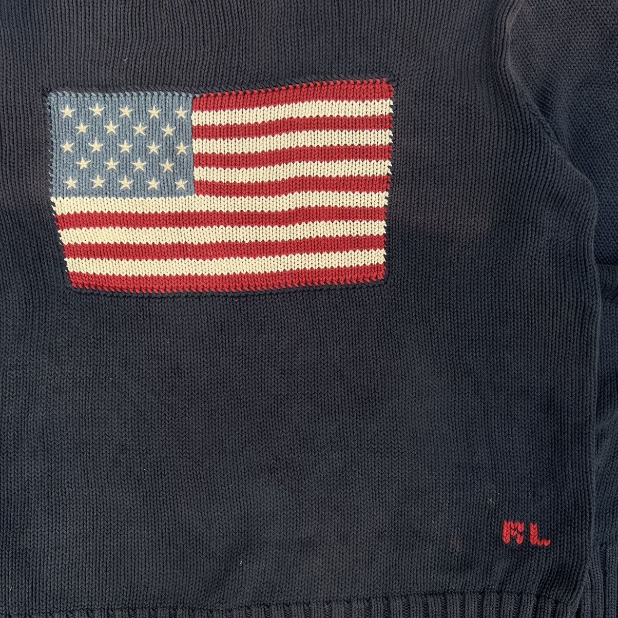 Designer × Polo Ralph Lauren × Vintage Vintage Polo Ralph Lauren American Flag Knit Sweater Size US L / EU 52-54 / 3 - 3 Thumbnail