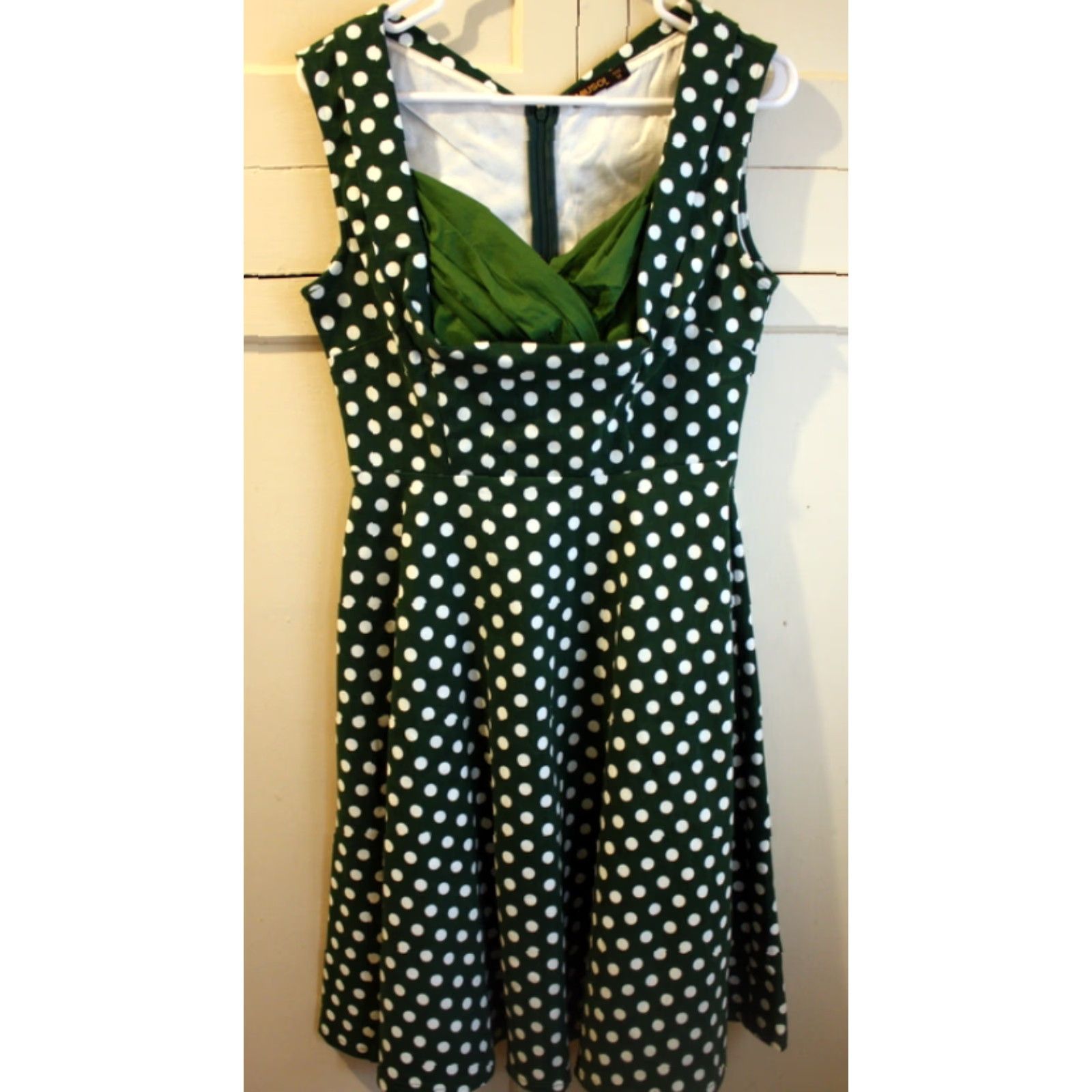 Vintage Miusol Womens Green White Polka Dot Fit & Flare Sleeveless Pin Up Dress M Size M / US 6-8 / IT 42-44 - 3 Thumbnail