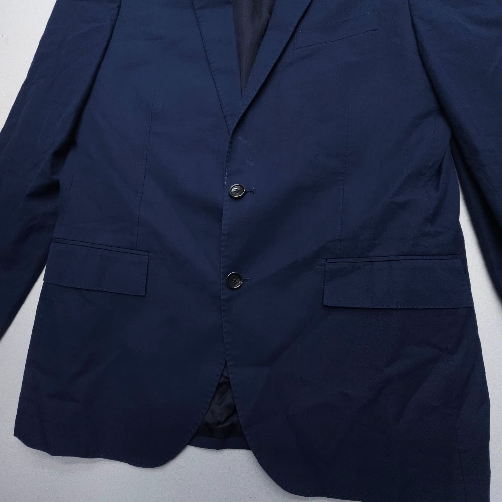 J.Crew J.CREW Blazer Slim Fit Italian Cotton Sport Coat Jacket 40R Mens Blue Two Button Notch Lapel Regular Size 40R - 6 Thumbnail