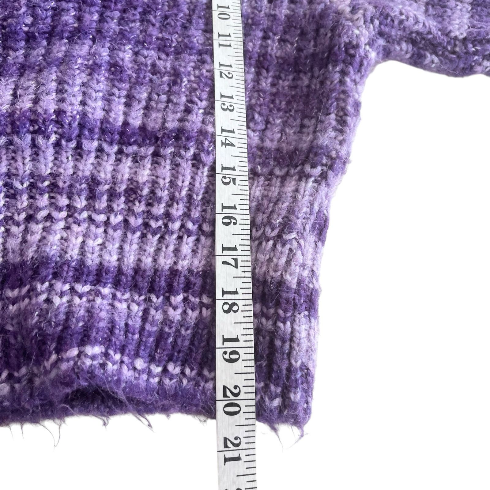 Zara Zara Purple Striped Chunky Knit Mock Neck Pullover Sweater Size S / US 4 / IT 40 - 7 Thumbnail