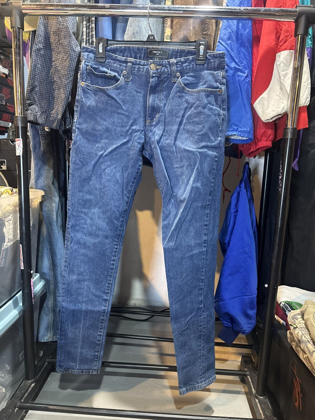 Forever 21 29x30 Dark Blue Skinny Fit Jeans Size US 29 - 1 Thumbnail