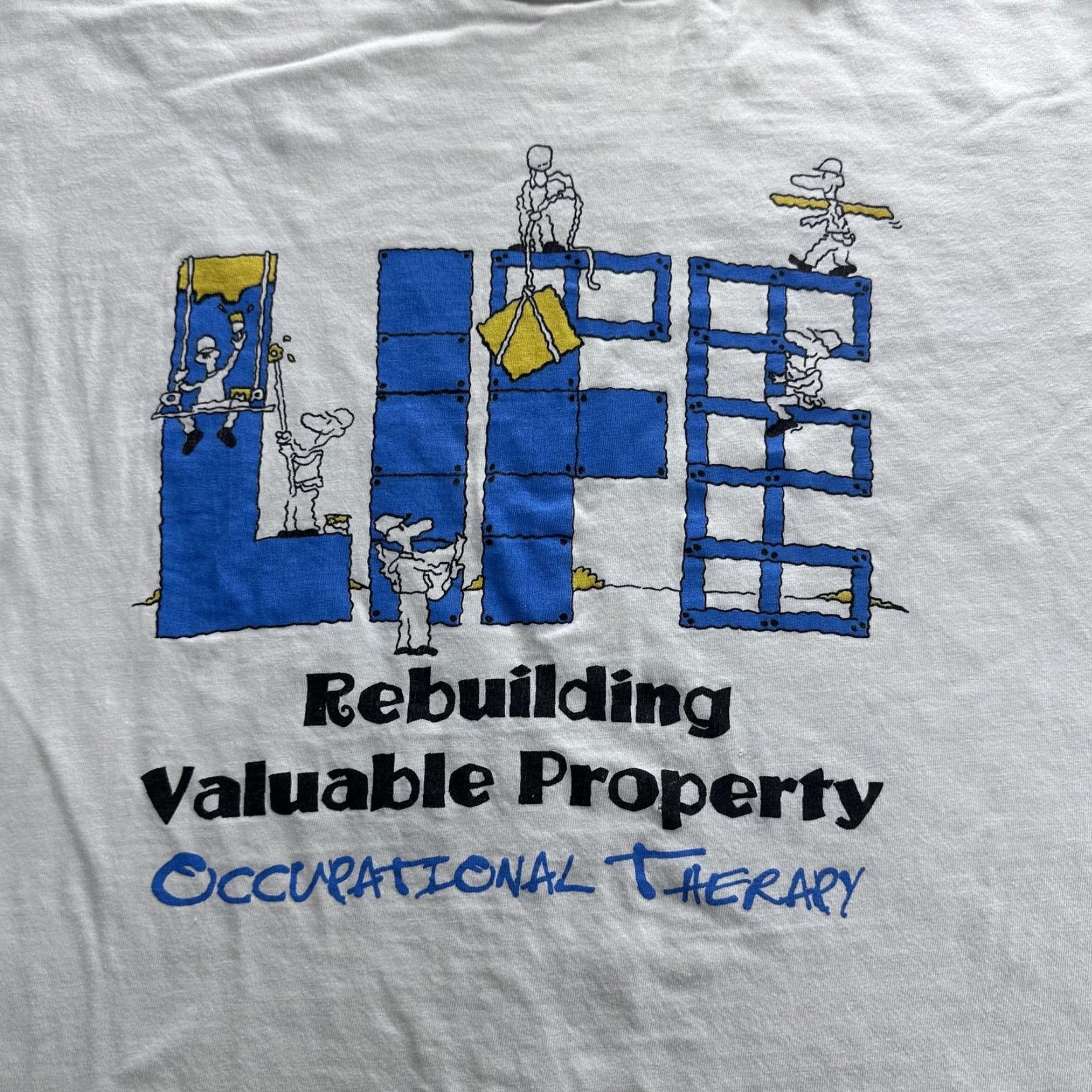 Hanes VINTAGE Hanes Beefy-T Occupational Therapy Graphic T-Shirt Mens 2XL White Workwear Size US XXL / EU 58 / 5 - 2 Thumbnail