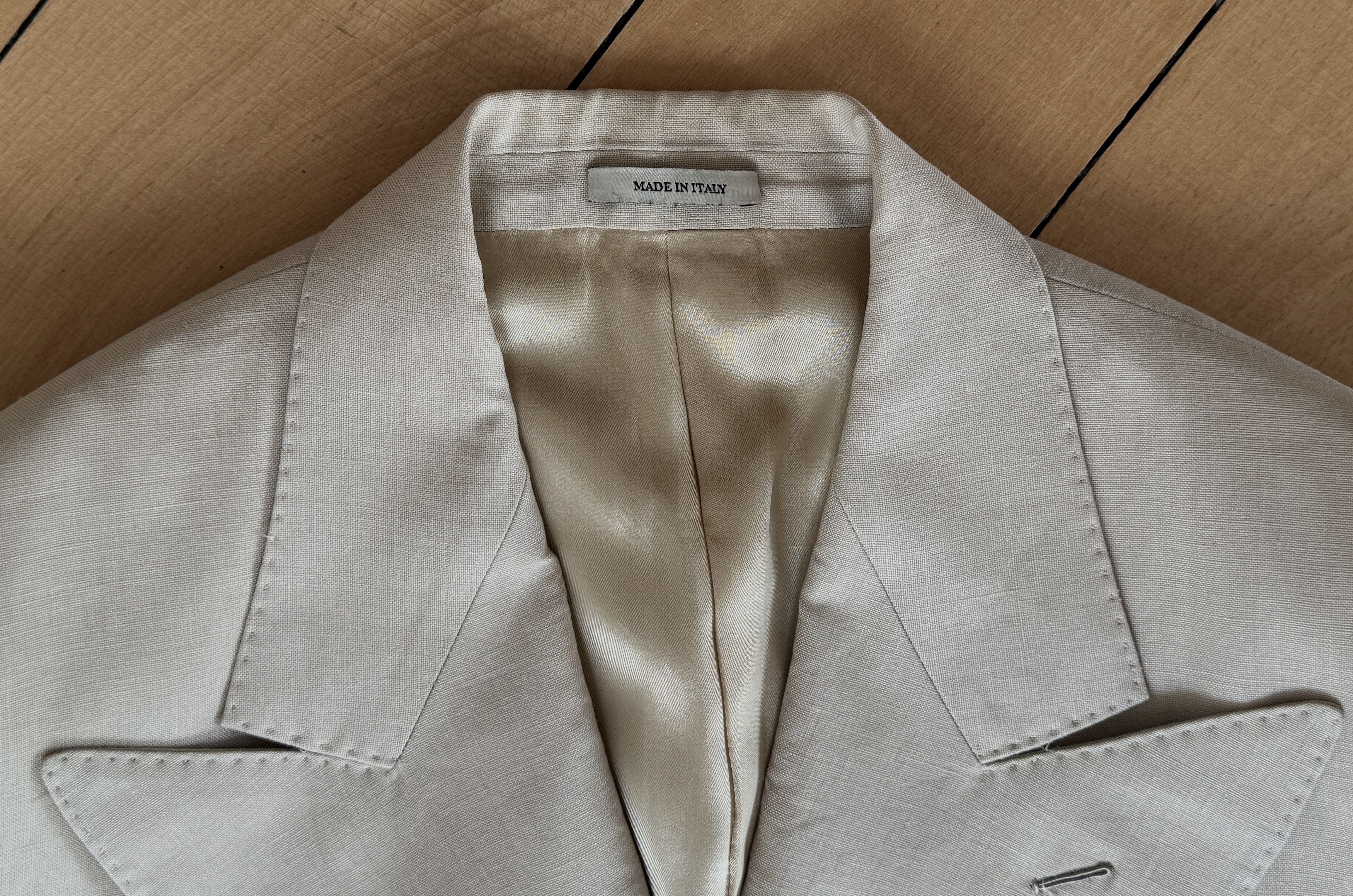 HUSBANDS Husbands Paris - Beige Linen Blazer Double Breasted Size 36R - 3 Thumbnail
