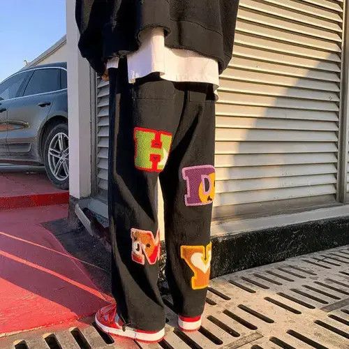Other Retro Fashion Loose Embroidered Straight Pants Size US 36 / EU 52 - 4 Thumbnail