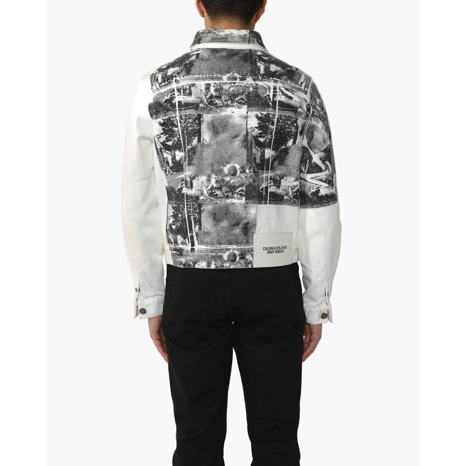 Calvin Klein 205W39NYC SS18 Back Screenprinted Trucker Jacket in White Denim Size US M / EU 48-50 / 2 - 2 Thumbnail