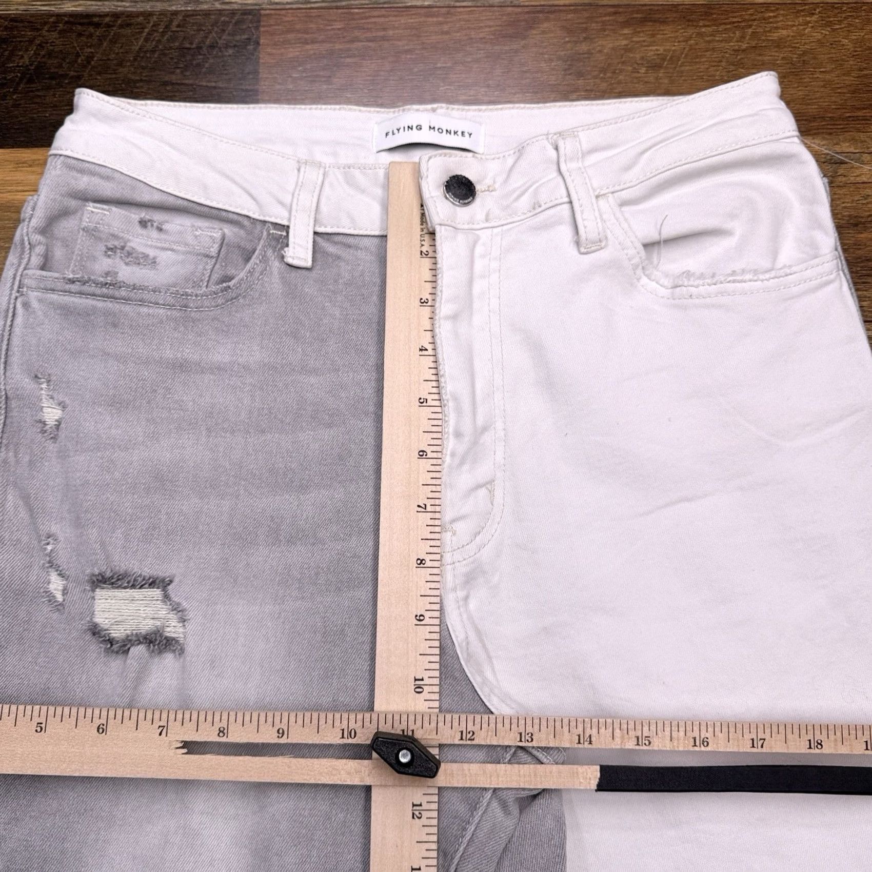 Vintage Flying Monkey Jeans Ankle Womens 29 Gray White Mid Rise Stretch Regular 5-Pocket City Jeans Womens Mens Girls Size 29" - 7 Thumbnail