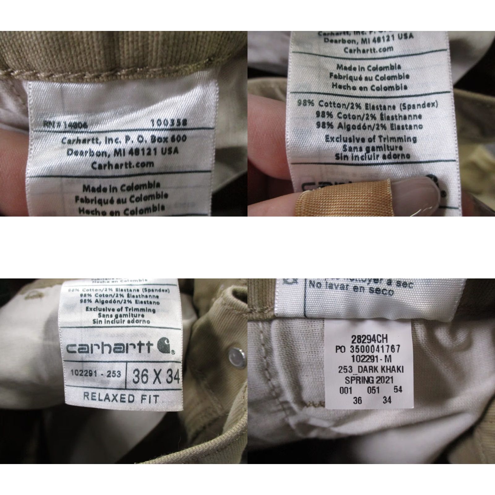 Carhartt Carhartt Pants Mens 36 X 34 Beige Khaki Relaxed Fit Canvas Utility Workwear Pants Size US 36 / EU 52 - 8 Thumbnail