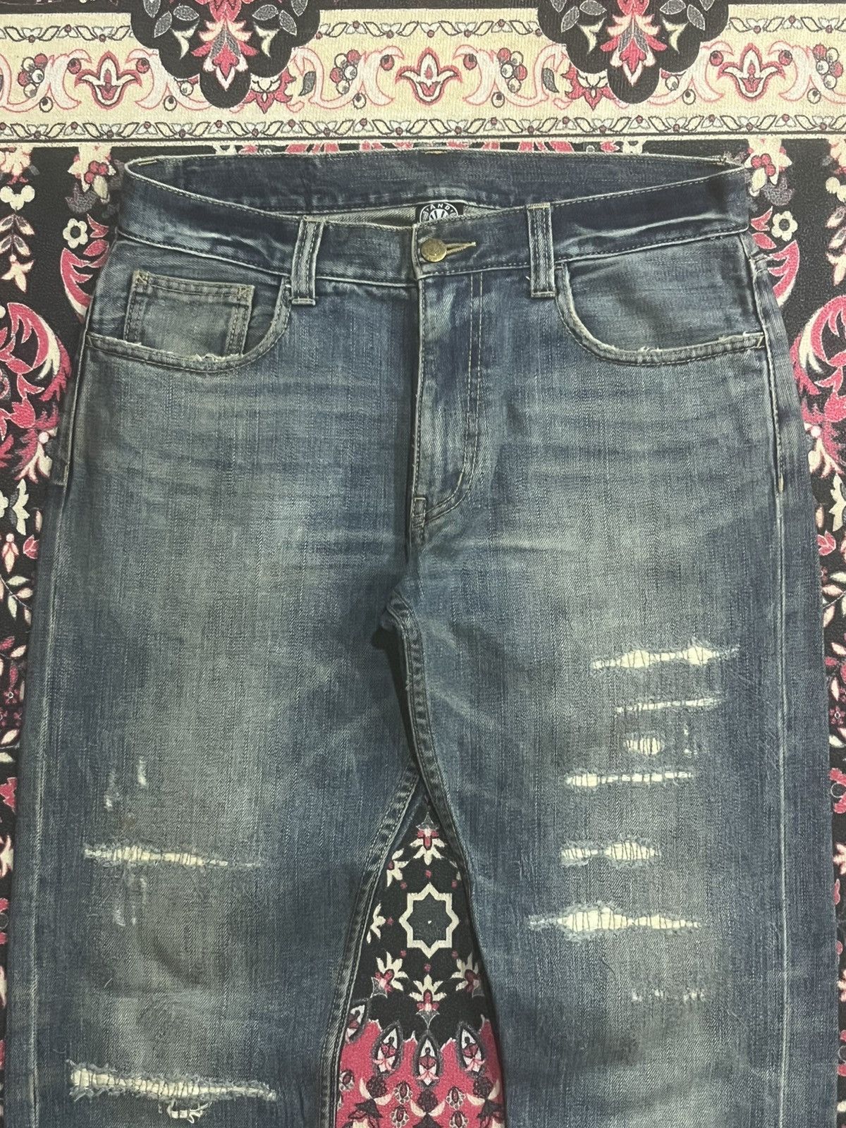 Japanese Brand Vintage And Suns Trust No One Sashiko Blue Whisker Jeans Size US 30 / EU 46 - 4 Thumbnail