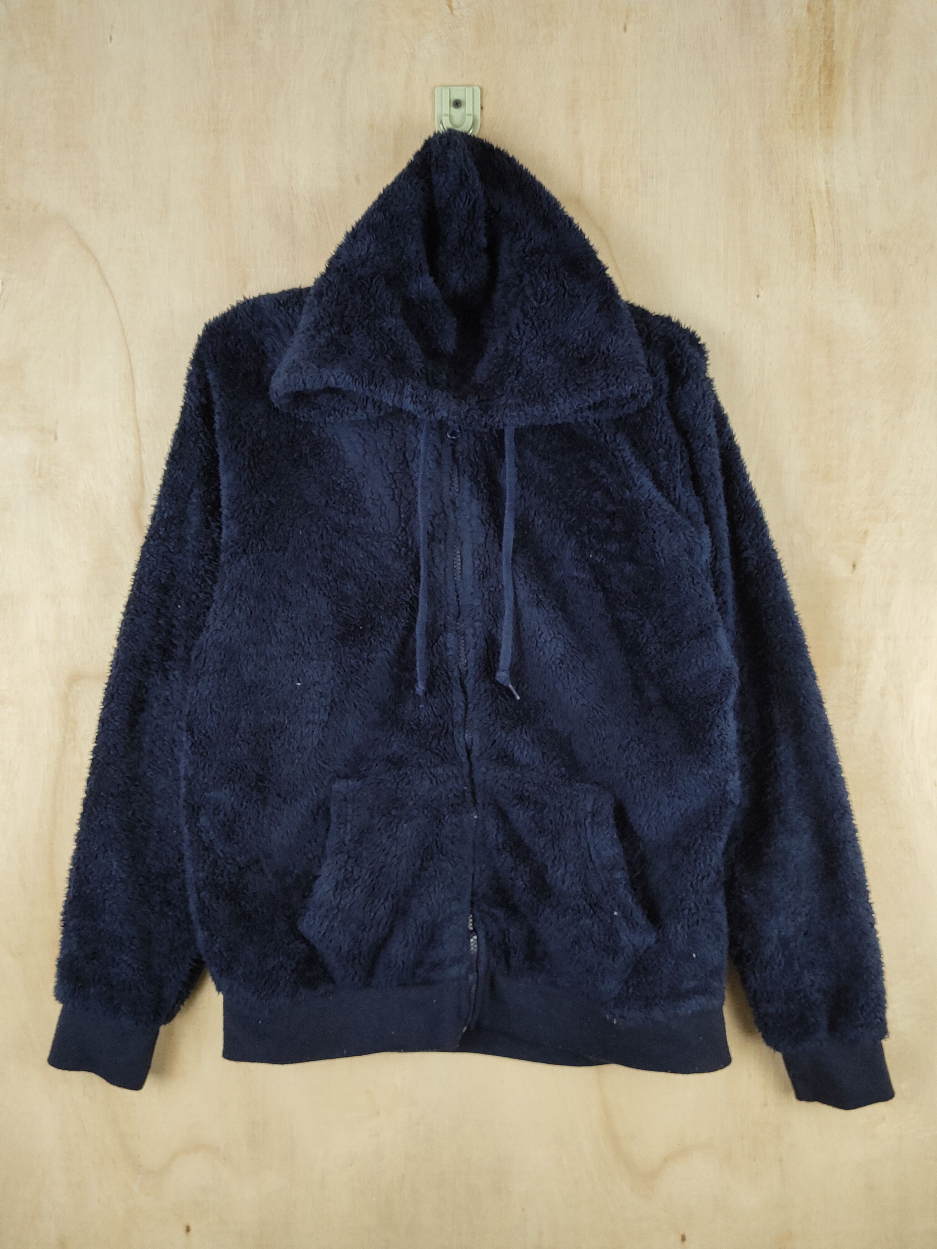 image of Coloured Cable Knit Sweater x Vintage Lock Heaven Navy Fur Fleece Hoodie Sweaters S2552 in Navy Blu