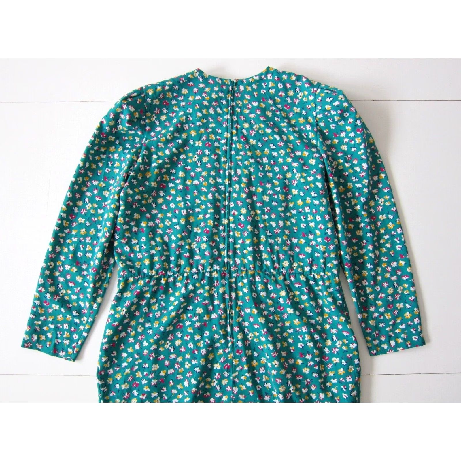 Vintage VINTAGE MS Chaus Dress Green Pink Floral Pocket Empire Waist Long Sleeve 12 Size XL / US 12-14 / IT 48-50 - 6 Thumbnail