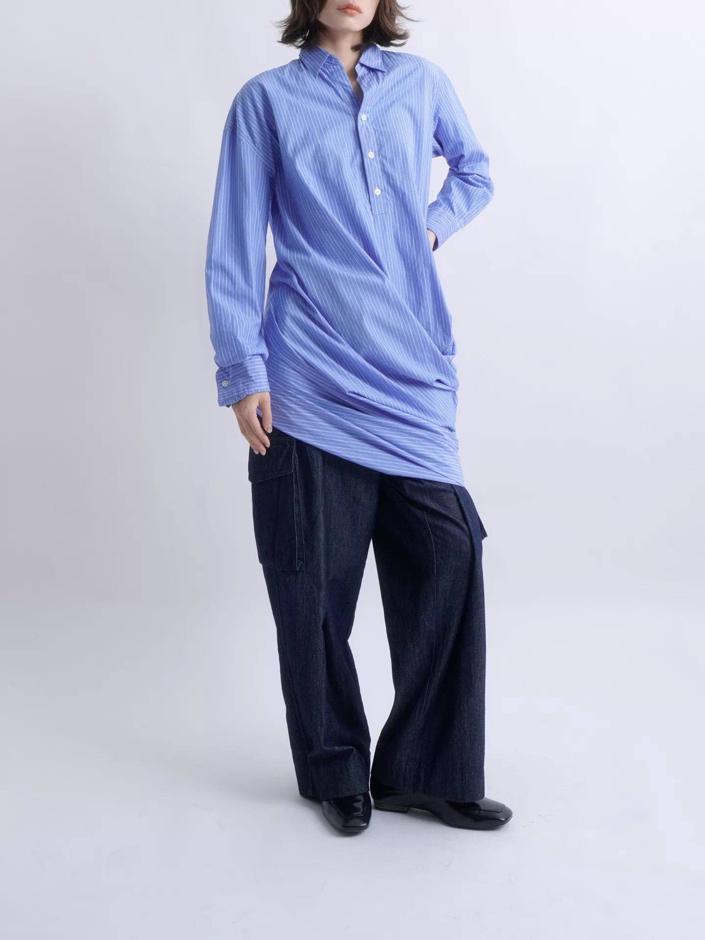 Junya Watanabe JUNYA WATANABE Asymmetric Twisted Stripe Long Shirt Size US XS / EU 42 / 0 - 1 Thumbnail