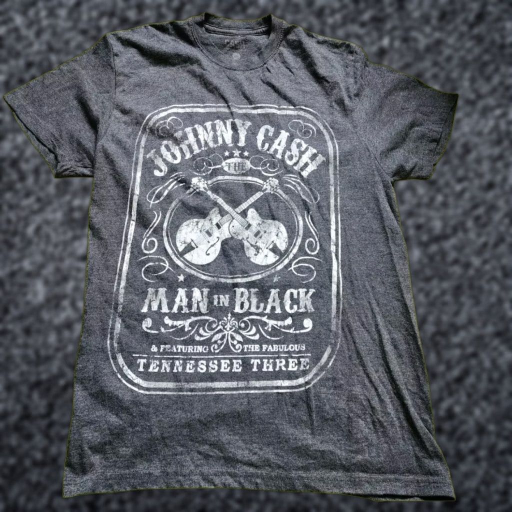 ASH Mens Medium Johnny Cash T Shirt Man In Black Band Tee Gray Cotton Short Sleeve Crew Neck Slim Unisex Adults M Size US M / EU 48-50 / 2 - 1 Thumbnail
