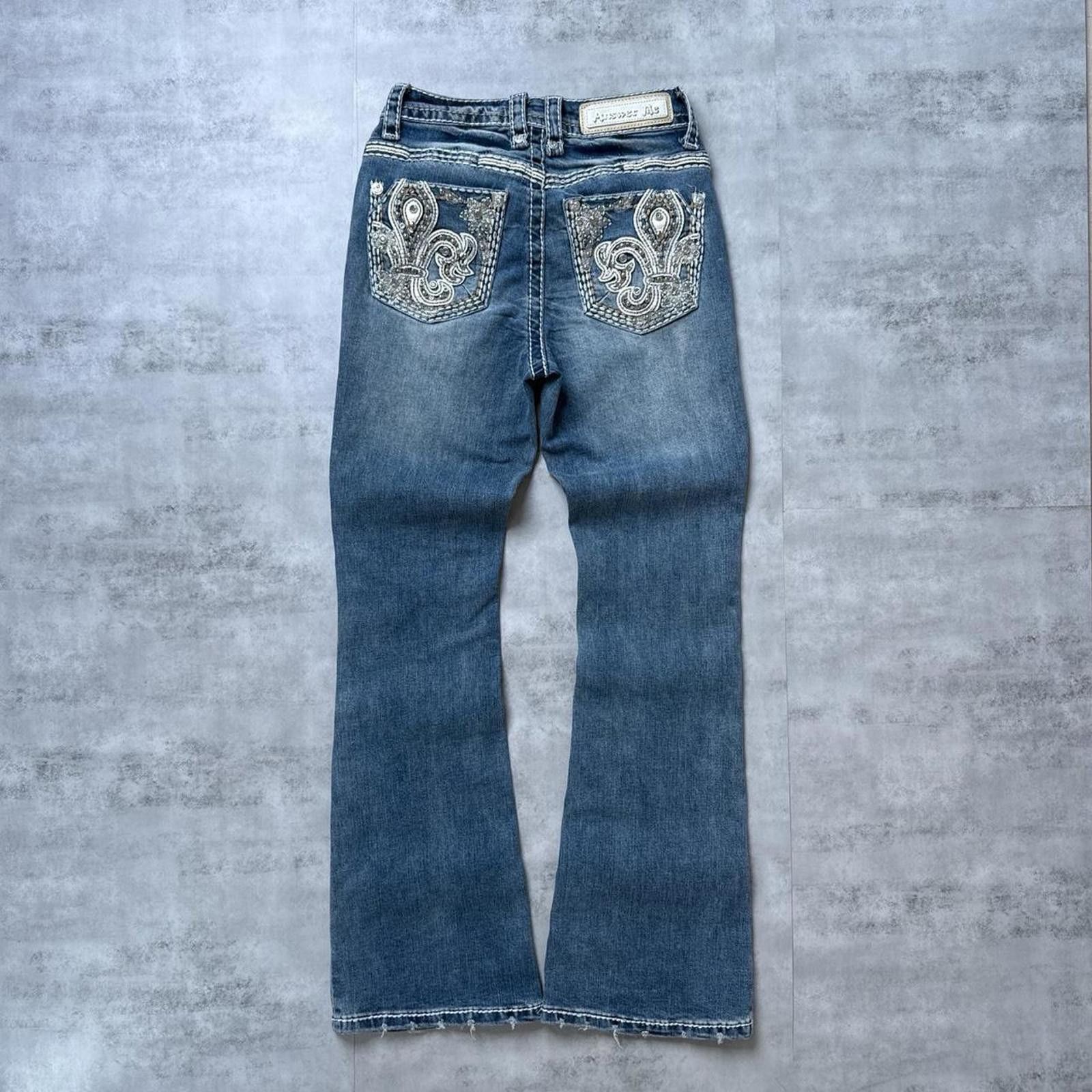 Other Y2K Answer Me Embroidered Low rise Flared Jeans denim Size 25" / US 0 / IT 36 - 1 Thumbnail