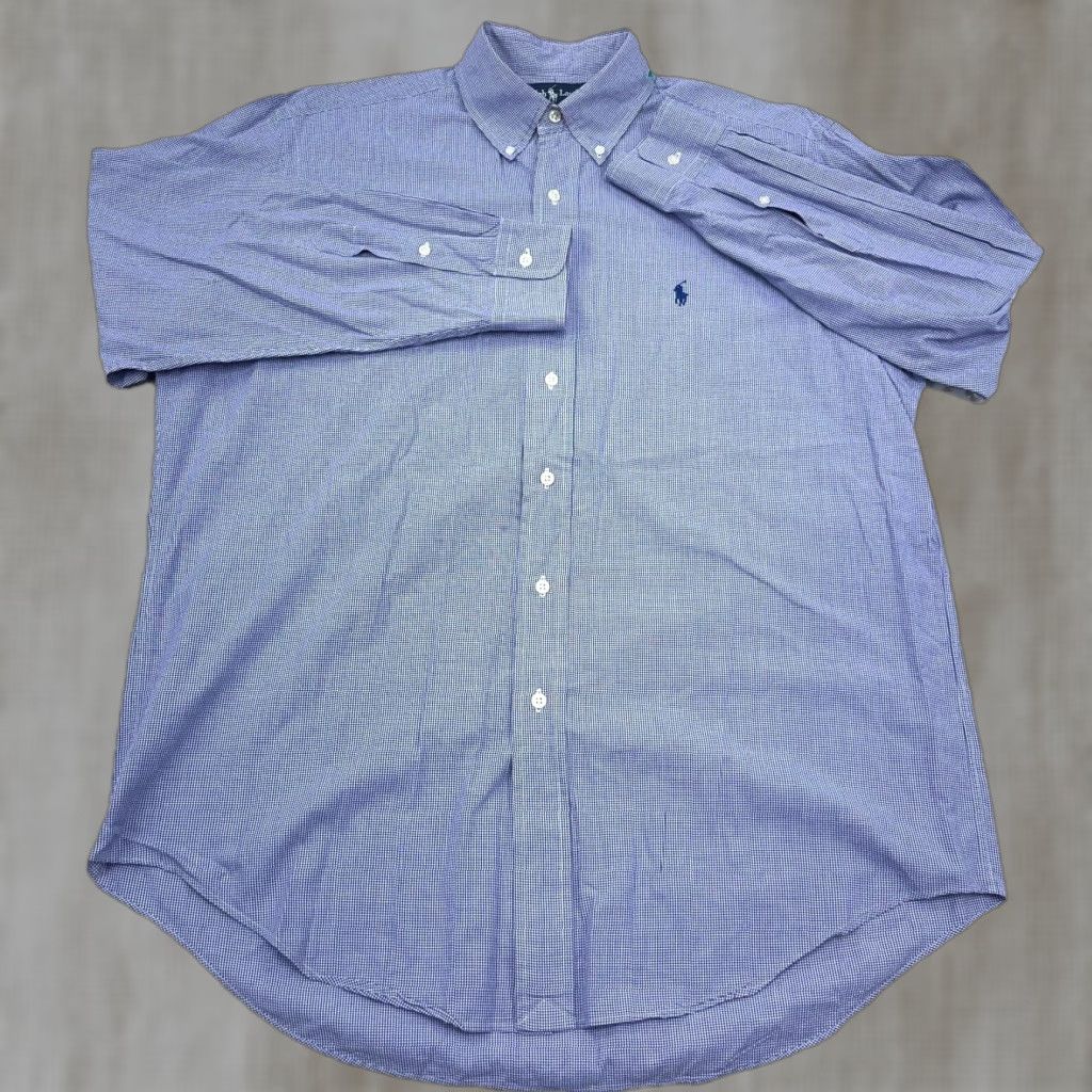Ralph Lauren Ralph Lauren Shirt Men 16 33 Blue Button Up Yarmouth Mini Check Size 42R - 1 Thumbnail