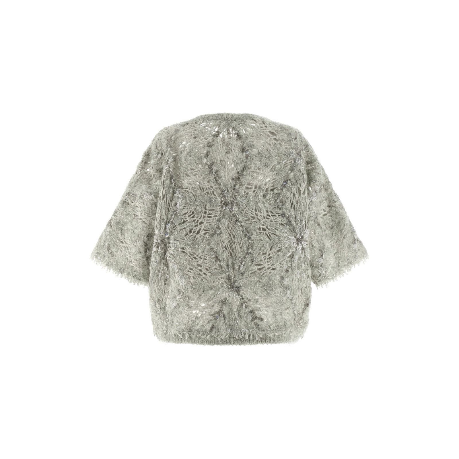 Brunello Cucinelli BRUNELLO CUCINELLI Gray Sequin Wool Sweater New & Authentic Size M / US 6-8 / IT 42-44 - 2 Thumbnail