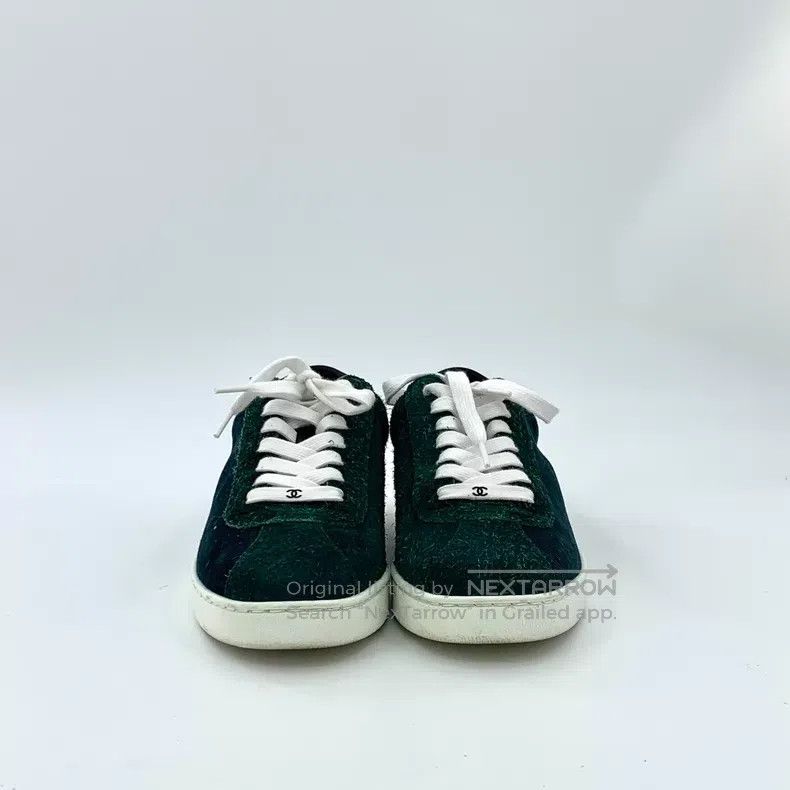 Chanel Chanel Dark green suede lace-on casual flat board shoes Size US 5.5 / IT 35.5 - 3 Thumbnail