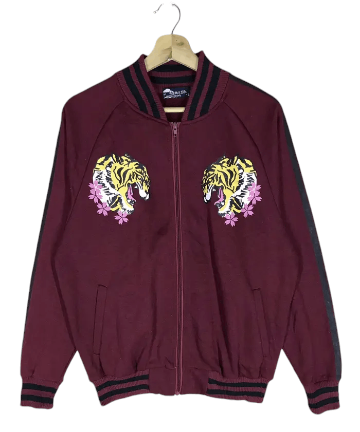 Japanese Brand Vintage Japan Sukajan Tiger Sakura Varsity Size US L / EU 52-54 / 3 - 1 Thumbnail