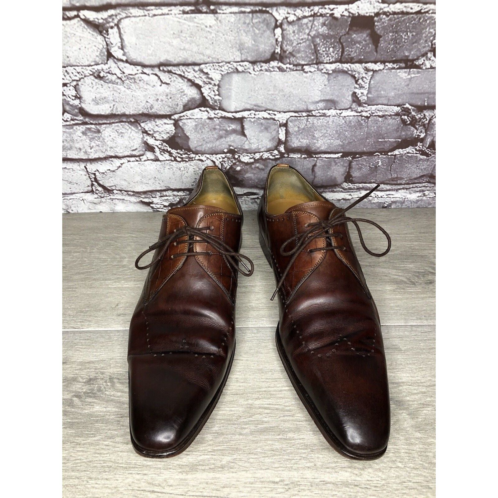 Magnanni Magnanni Neiman Marcus Burnished Brown Leather Wingtip Dress Size US 10 / EU 43 - 18 Thumbnail