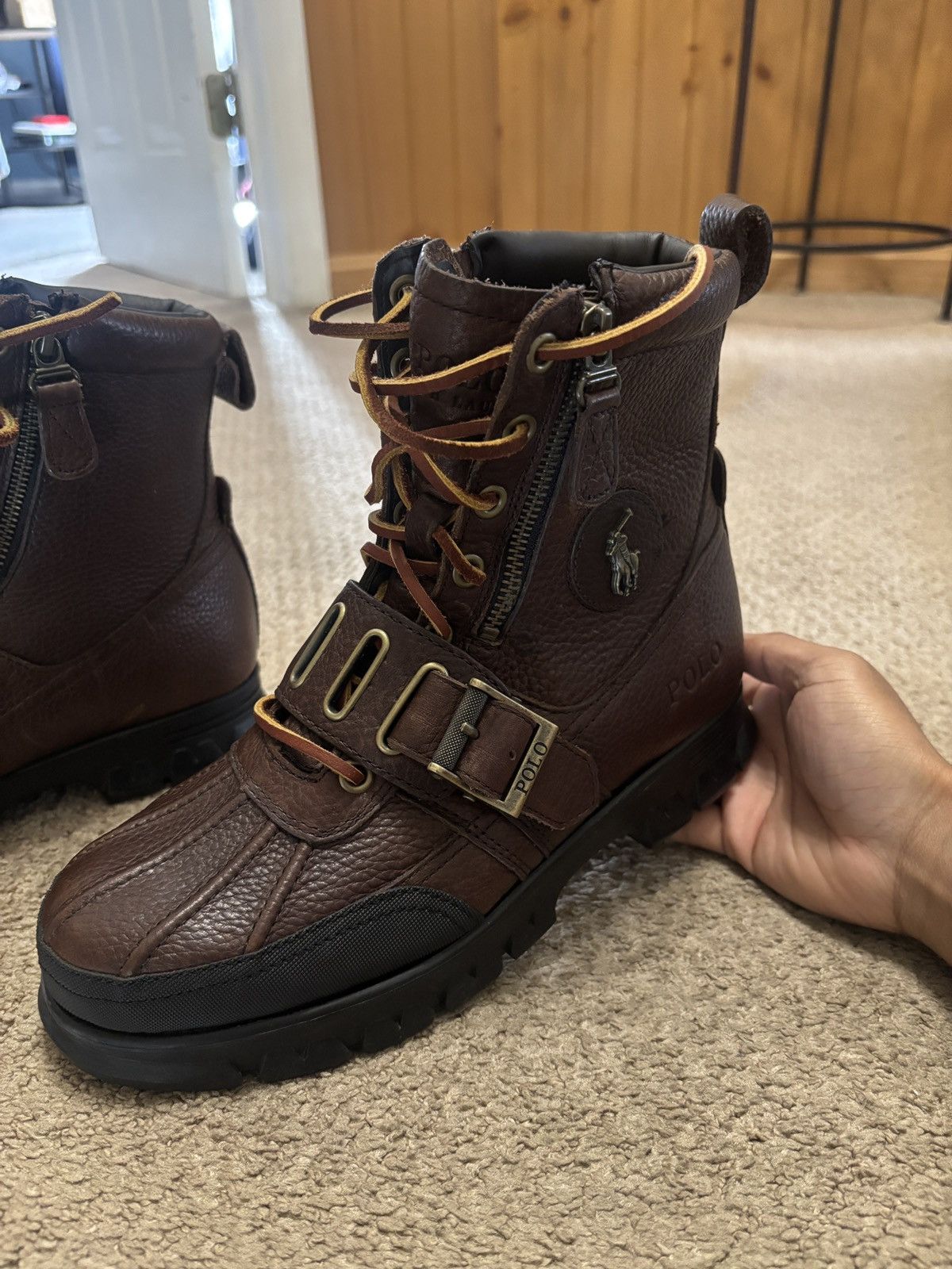 Polo Ralph Lauren Brown leather polo boots Size US 7 / EU 40 - 4 Thumbnail
