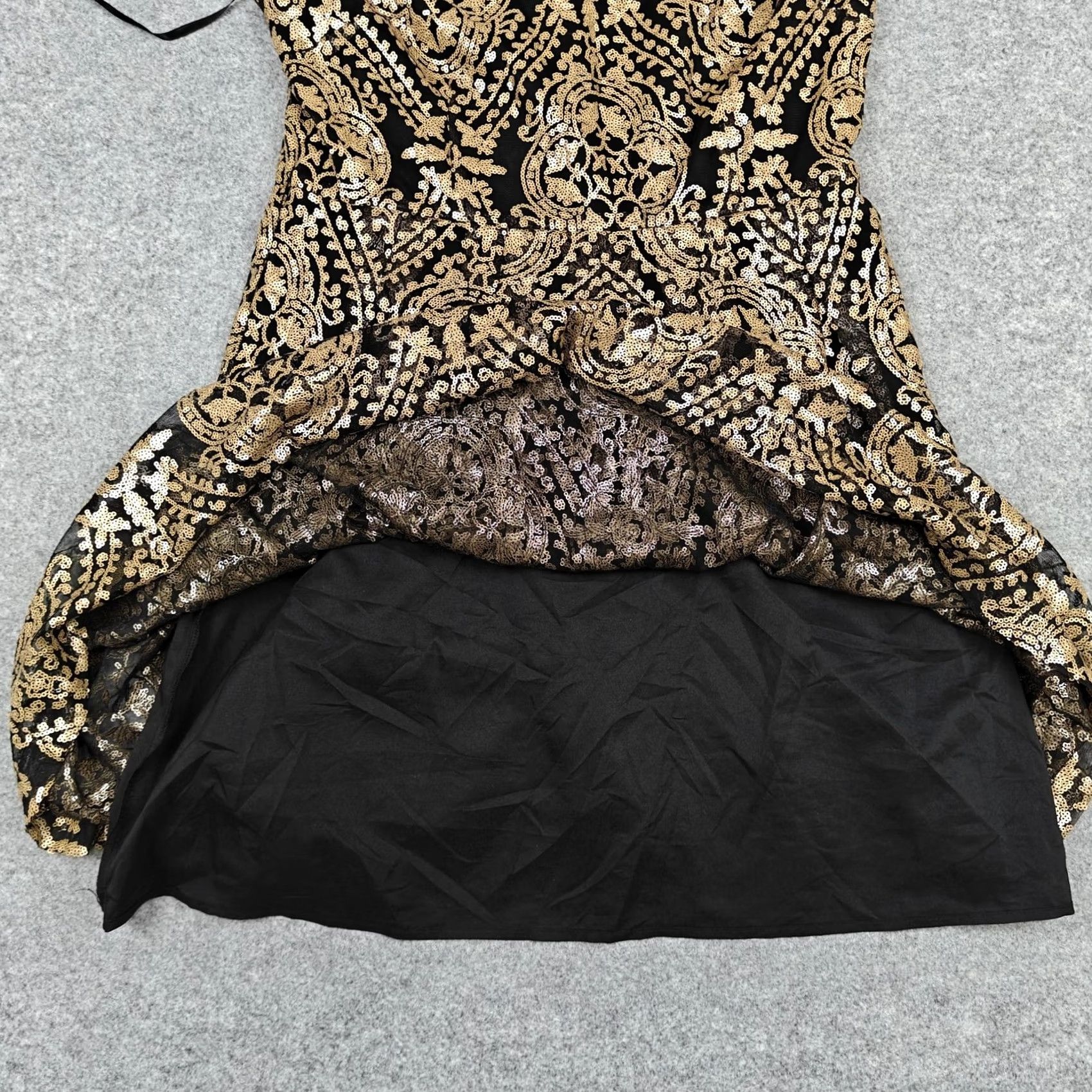 Vintage Eva Mendes Dress Womens 10 Gold Sequin Fit & Flare Short Party Cocktail Formal Dress Size 32" / US 10 / IT 46 - 3 Thumbnail