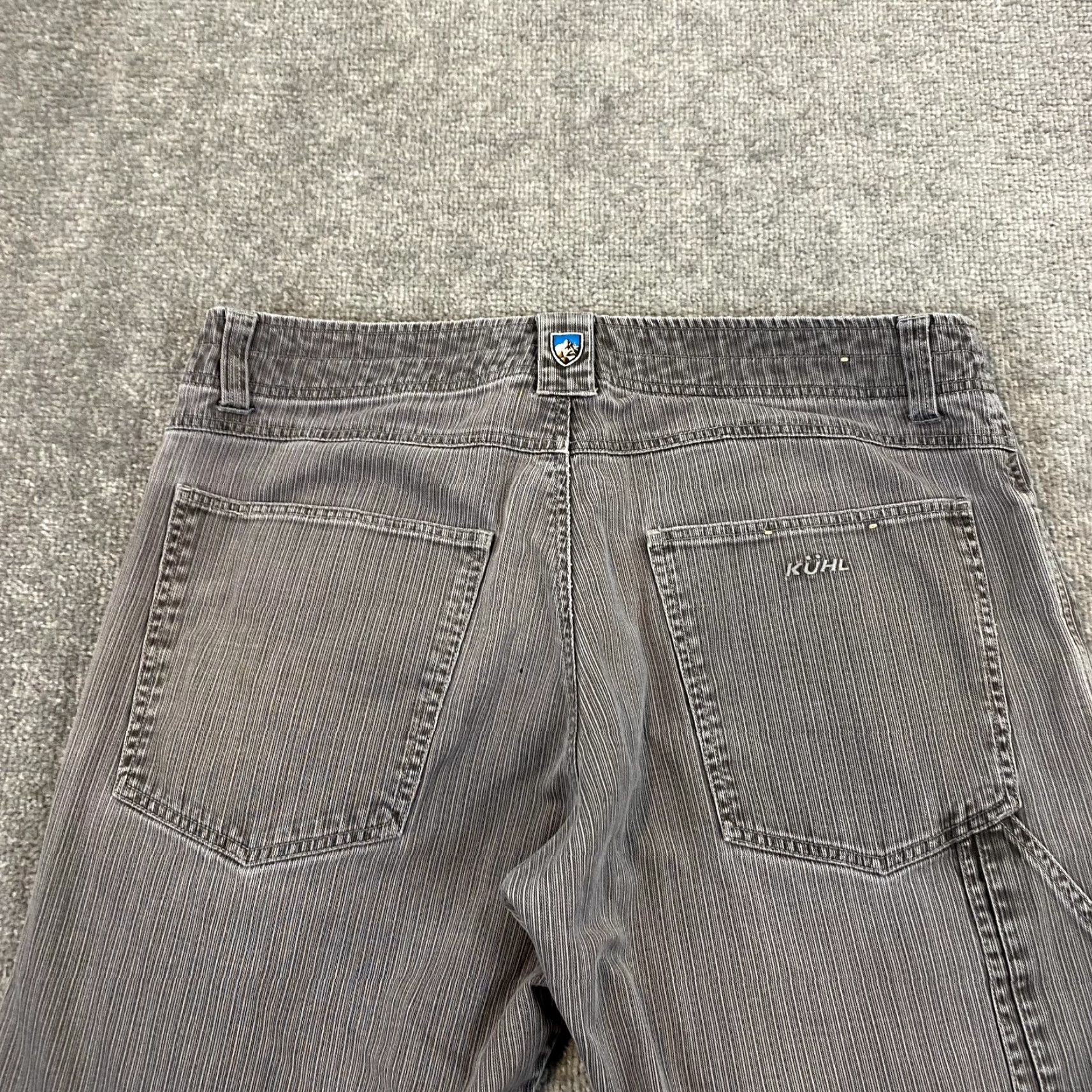 Denime KUHL Pants Men 36x32 Gray Striped Patina Denim 5-Pocket Hike Trail Outdoor Logo Size US 36 / EU 52 - 3 Thumbnail