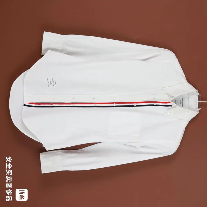 Thom Browne Thom Browne White Striped Button-Up Shirt 0089 Size US L / EU 52-54 / 3 - 1 Thumbnail