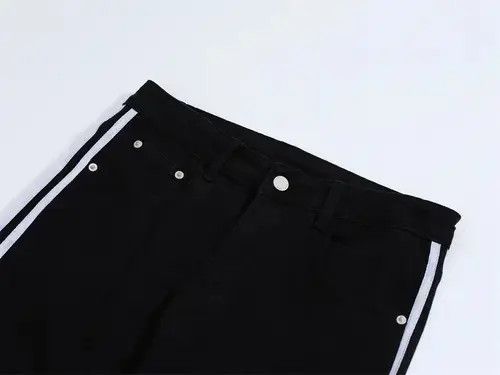 Jean Street trend color block casual side stripe straight jeans Size US 32 / EU 48 - 4 Thumbnail