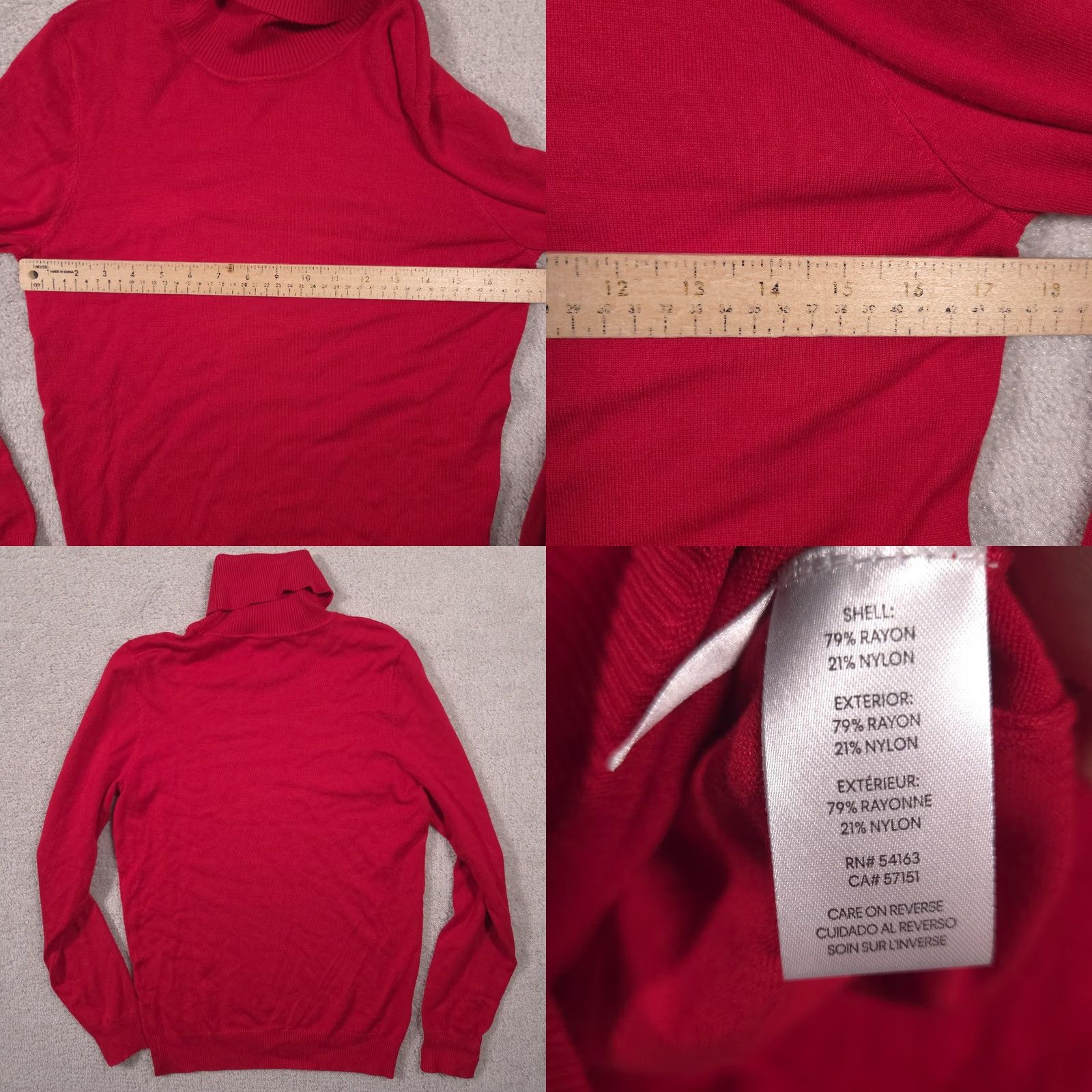 Calvin Klein Calvin Klein Sweater Womens M Red Turtleneck Knit Pullover Logo Rayon Nylon Size M / US 6-8 / IT 42-44 - 8 Thumbnail