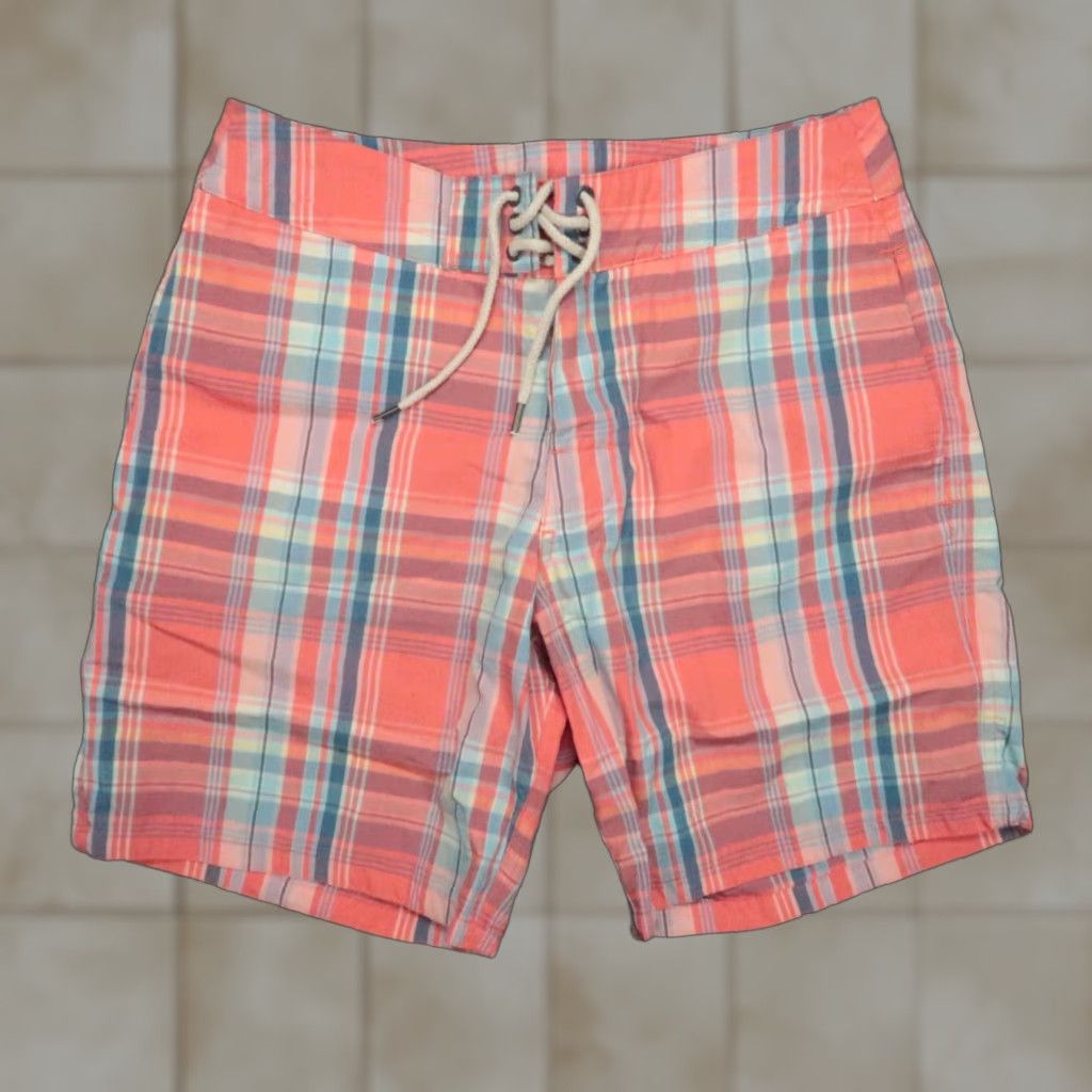 Faherty Faherty Boardshorts Mens 28 Red Plaid Classic Swim Drawstring Pocket Bottom Size ONE SIZE - 1 Thumbnail