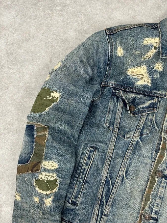 Polo Ralph Lauren 2010s Ralph Lauren Blue Camo Distressed Denim Jacket Size US M / EU 48-50 / 2 - 8 Thumbnail