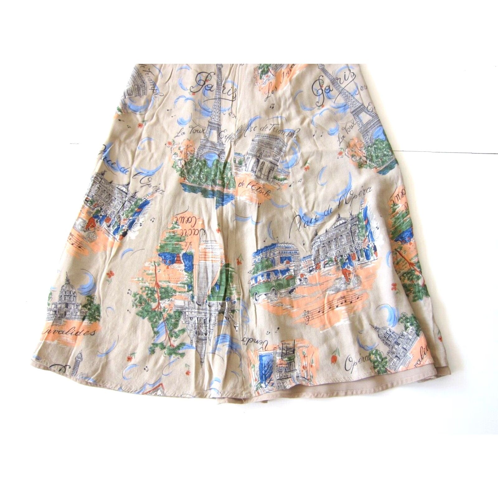Liz Claiborne Vtg Liz Claiborne Skirt Paris Arc De Triomphe Brown Pink Blue Midi A-Line 10 Womens Zip Measurements 29" Waist 29" Waist to Hem Vintage Size 32" / US 10 / IT 46 - 6 Thumbnail