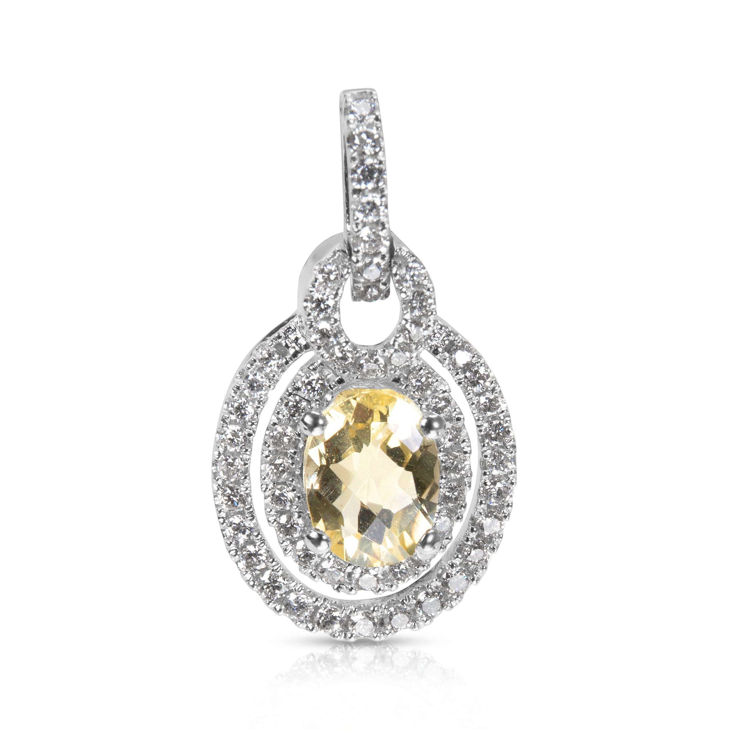 image of Tiffany Co Lemon Quartz & Diamond Pendant In 14K White Gold (0.45 Ctw), Women's