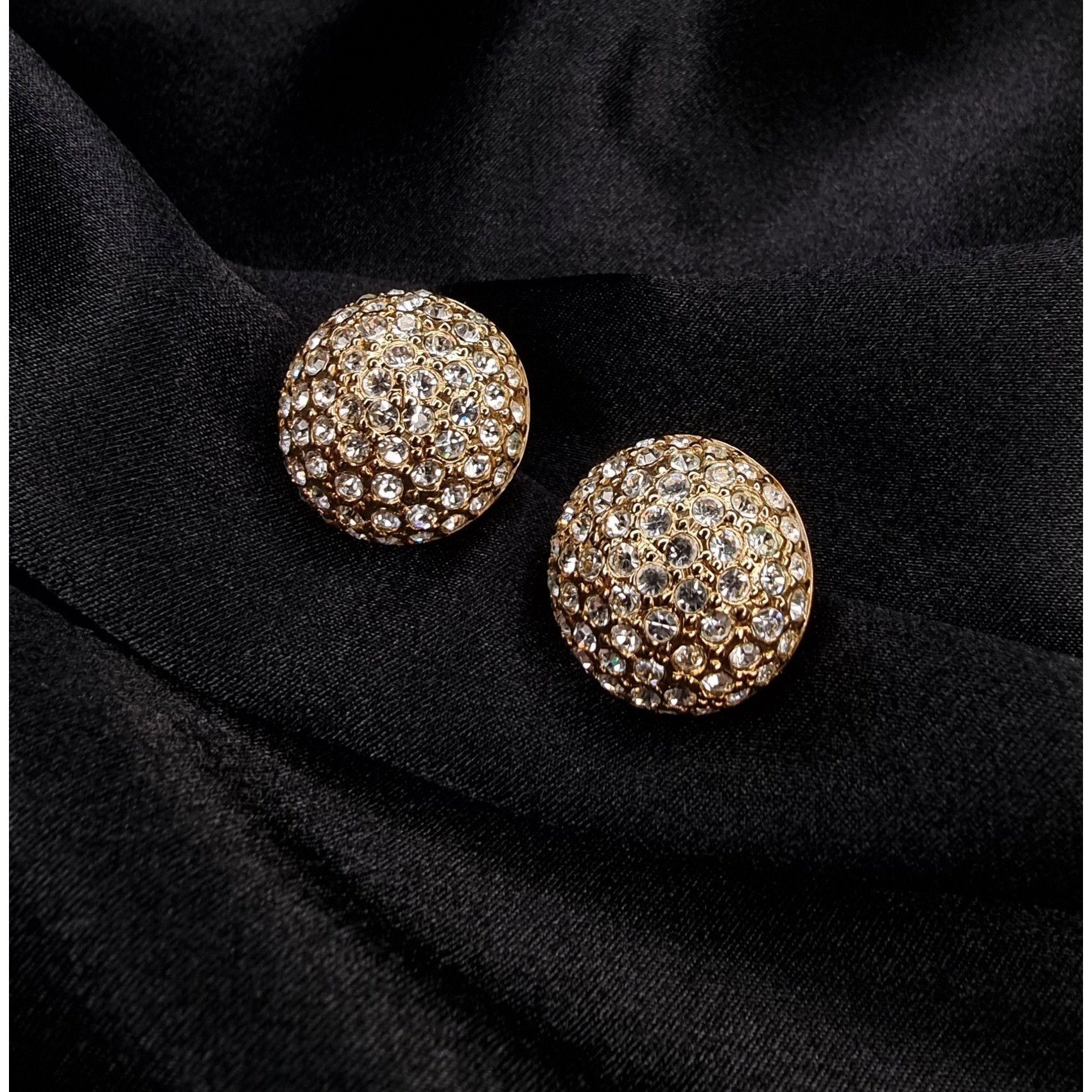 Vintage Vintage 1980s CAROLEE Signed Crystal Rhinestone Dome Earring Size ONE SIZE - 2 Thumbnail