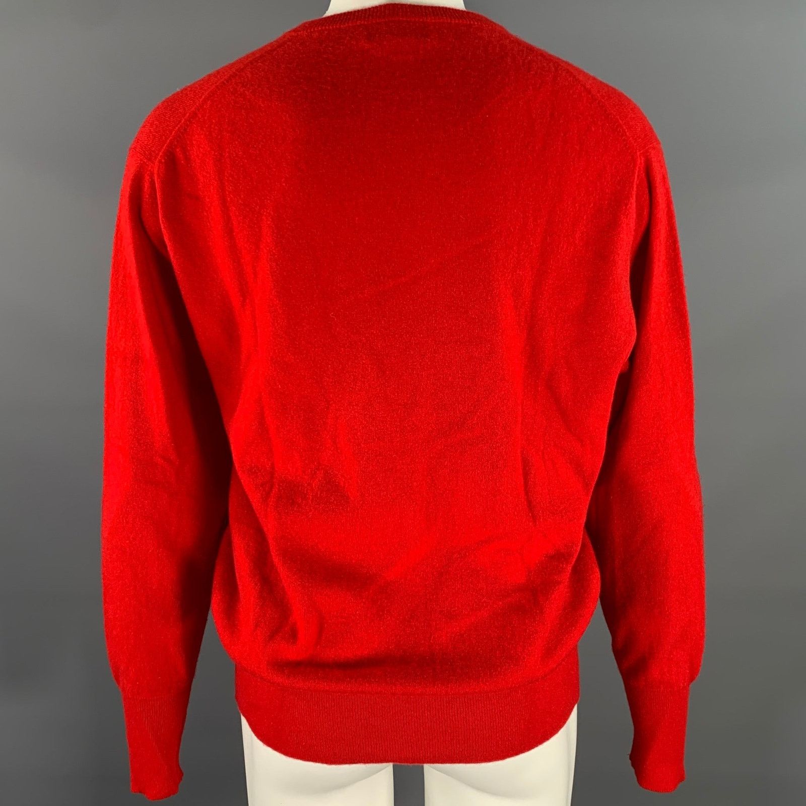Turnbull & Asser TURNBULL & ASSER Size L Red Knitted Cashmere V-Neck Sweater Size US L / EU 52-54 / 3 - 3 Thumbnail