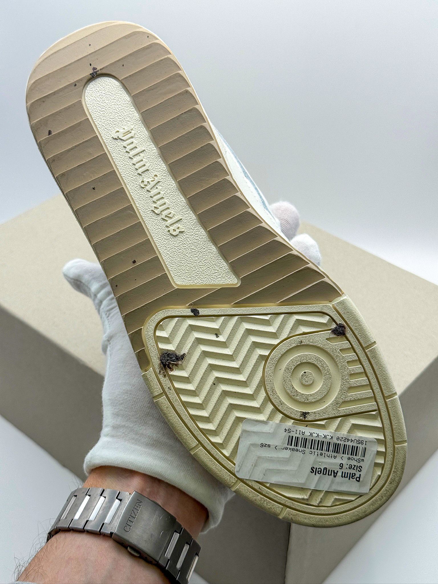 Palm Angels Palm Angels University White Beige Luxury Sneakers Size US 6 / IT 36 - 15 Thumbnail