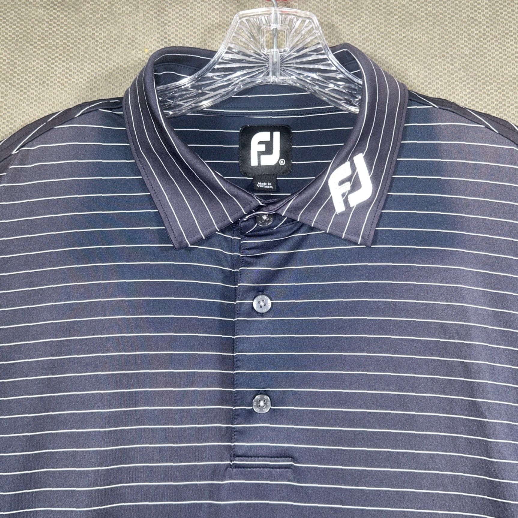 Footjoy FootJoy Polo Shirt Mens XL Striped Golf Performance Tour Collar Logo Navy Blue Size US XL / EU 56 / 4 - 2 Thumbnail