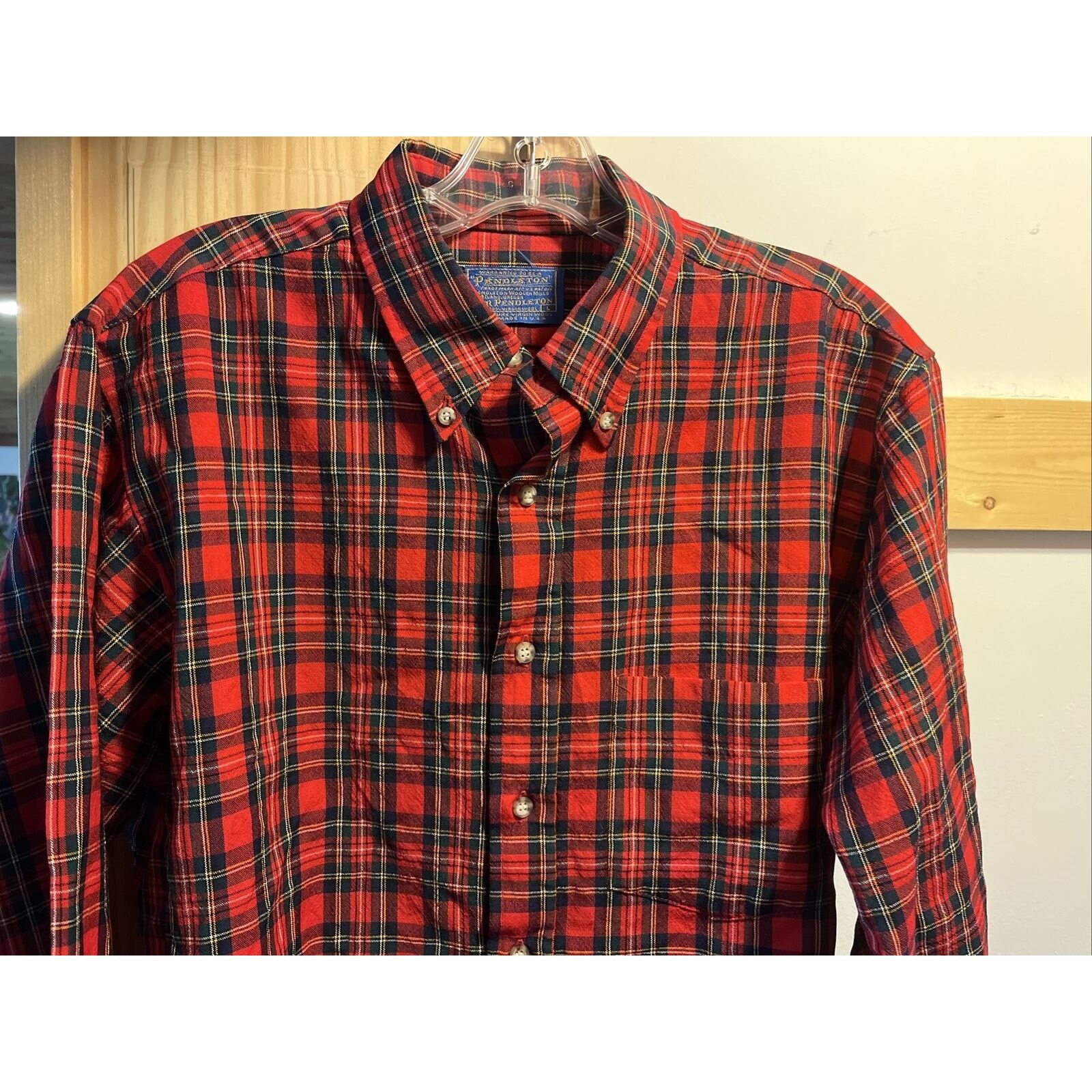 Pendleton Pendleton Men’s L Red Check Long Sleeve Button Up Wool Shirt Size US L / EU 52-54 / 3 - 6 Thumbnail