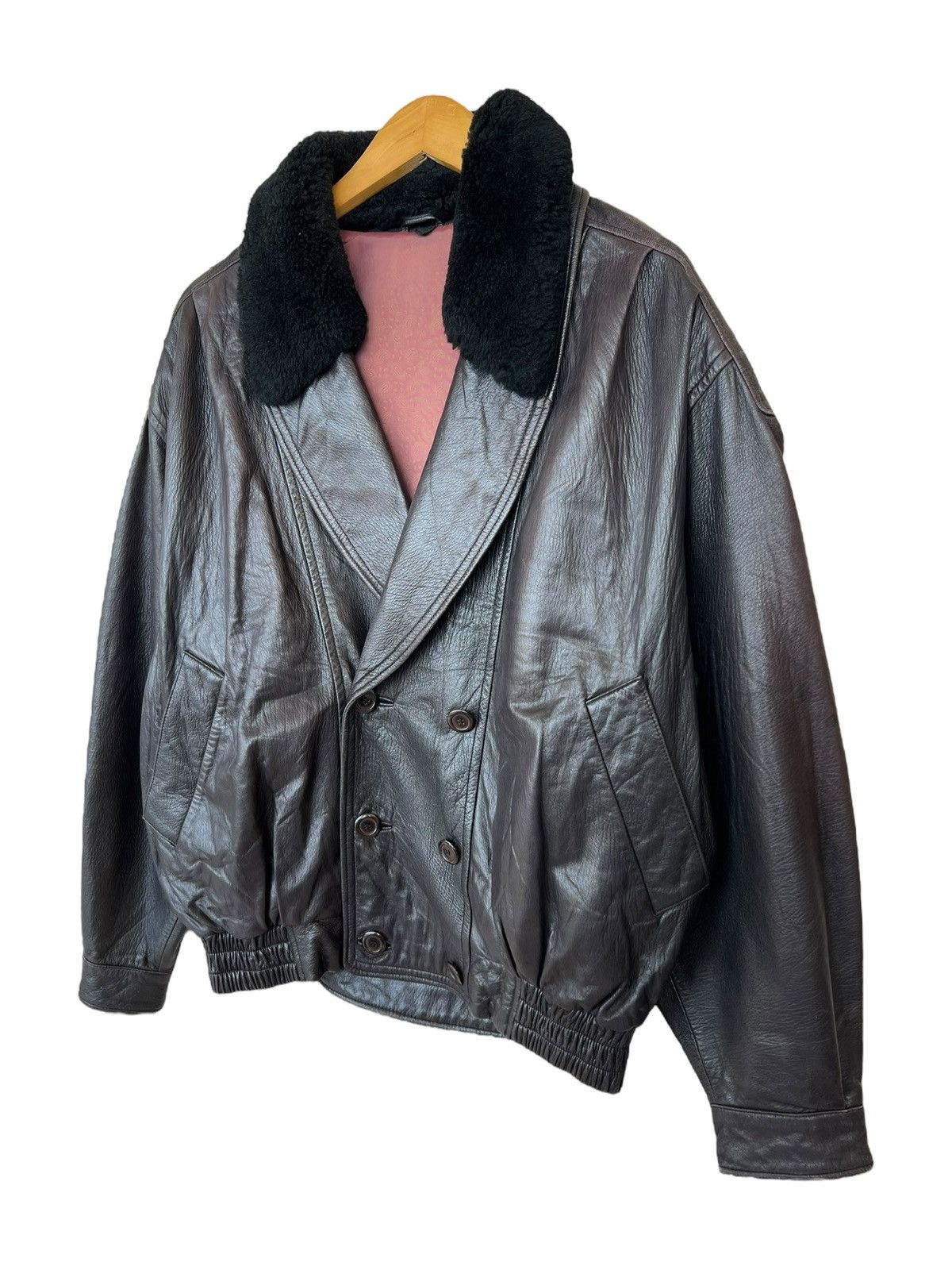 Vintage Vintage Black Shearling Fur Leather Coat Jacket Size US XL / EU 56 / 4 - 3 Thumbnail